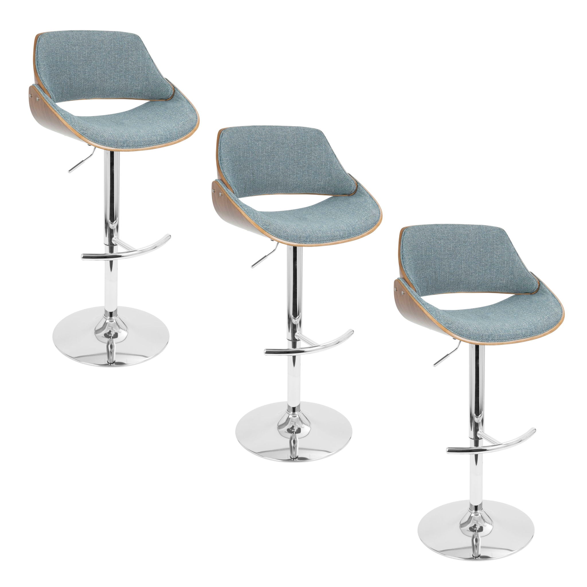 Fabrizzi - Mid Century Modern Adjustable Barstool With Swivel With Rounded T Footrest (Set of 3) - Best Buy Furniture