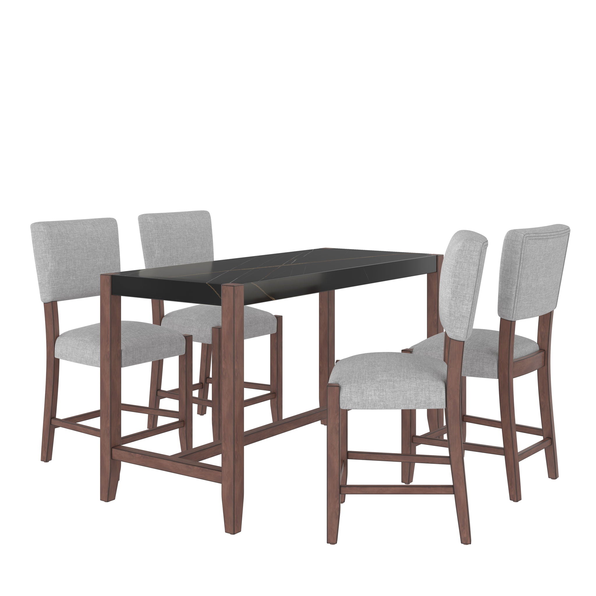 5 Piece Counter Height Dining Set, Bar Table With 4 Upholstered Chairs - Best Buy Furniture