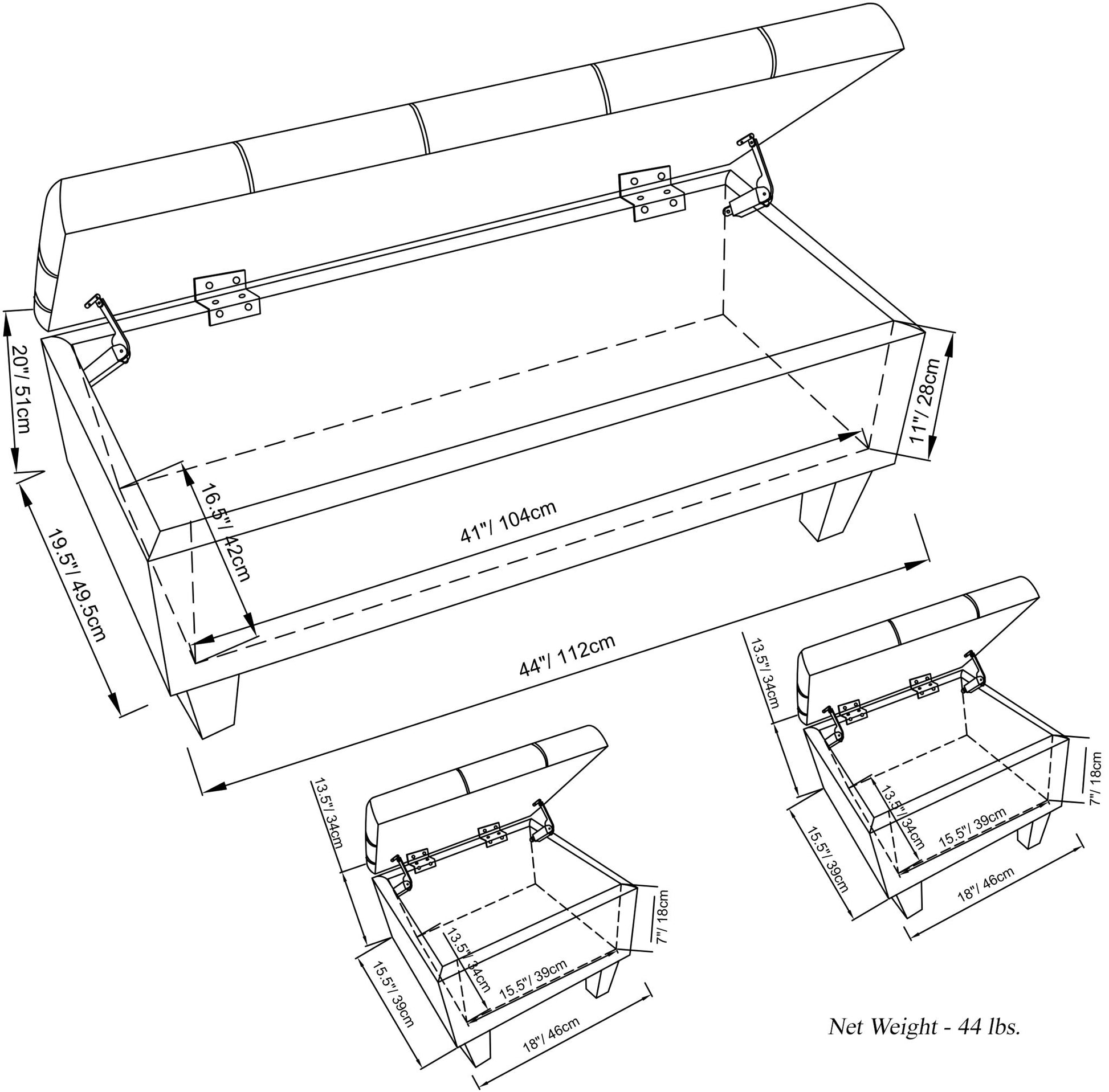 Dover - 3 Piece Storage Ottoman Contemporary Design - Best Buy Furniture