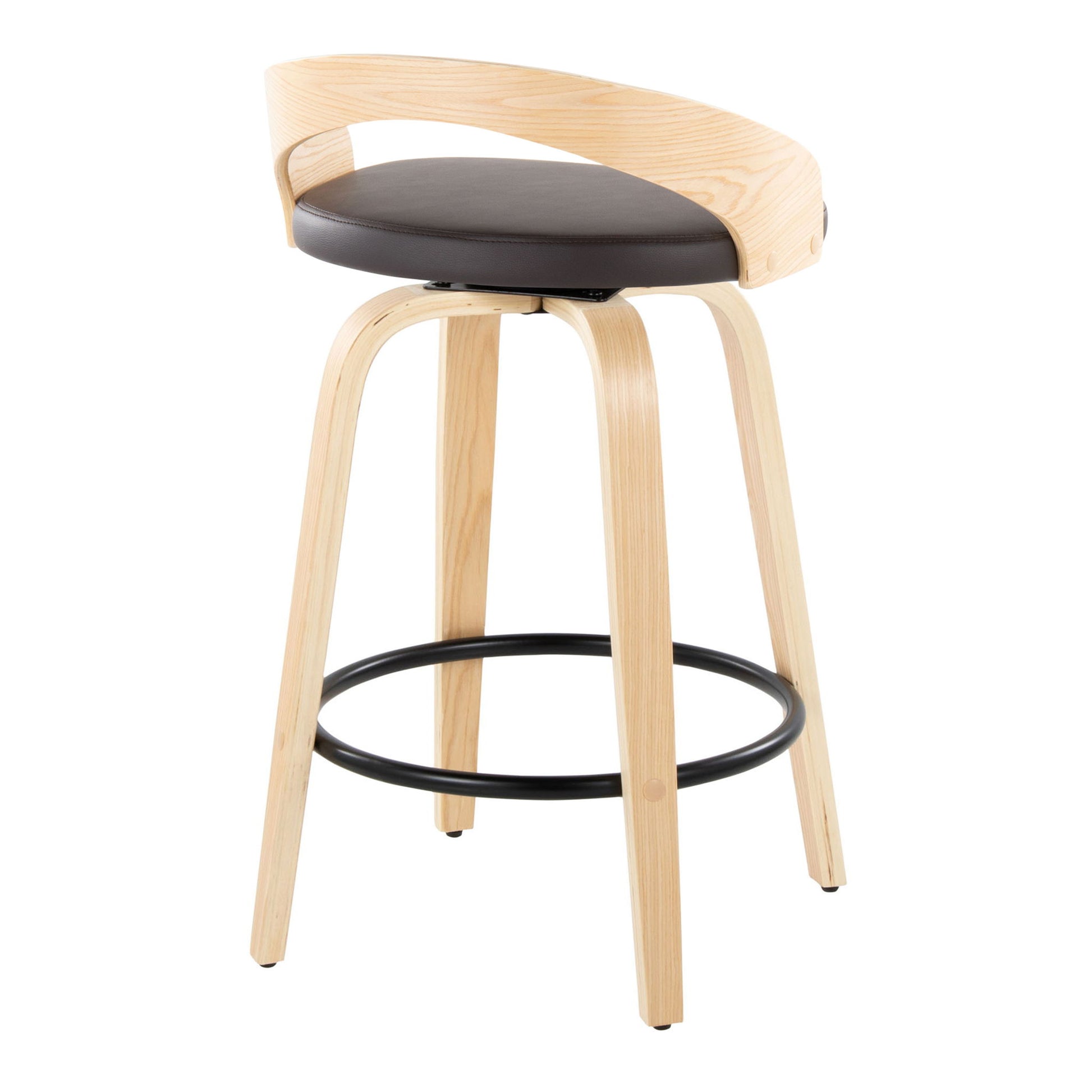 Grotto - Mid-Century Modern Fixed Height Counter Stool Swivel &h Round Footrest - Best Buy Furniture