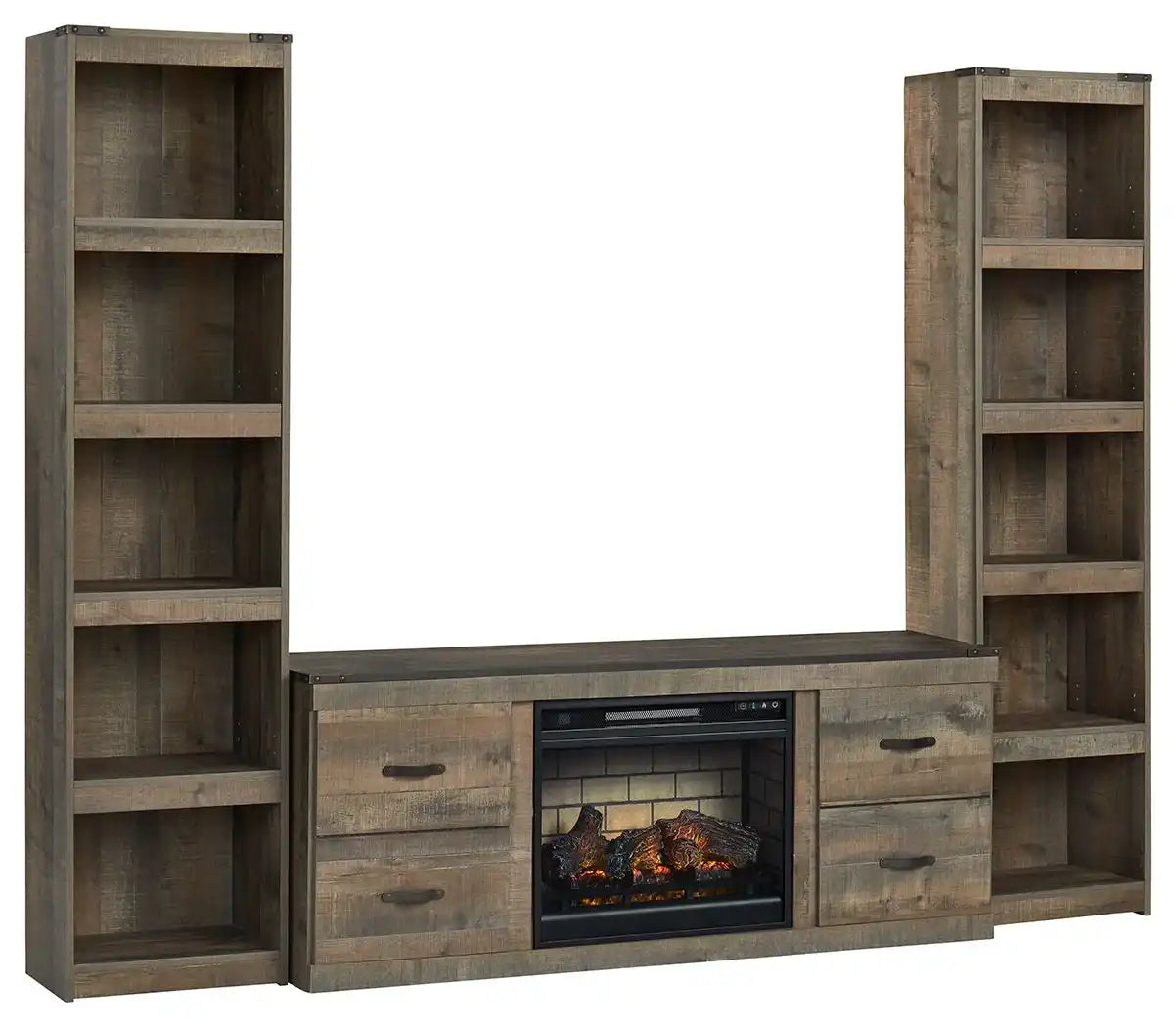 Trinell - 3-Piece Entertainment Center With Electric Fireplace - Brown - Best Buy Furniture