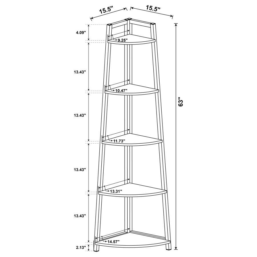 Jacksonville - 5-Shelf Bookshelf - Black And Aged Walnut - Best Buy Furniture