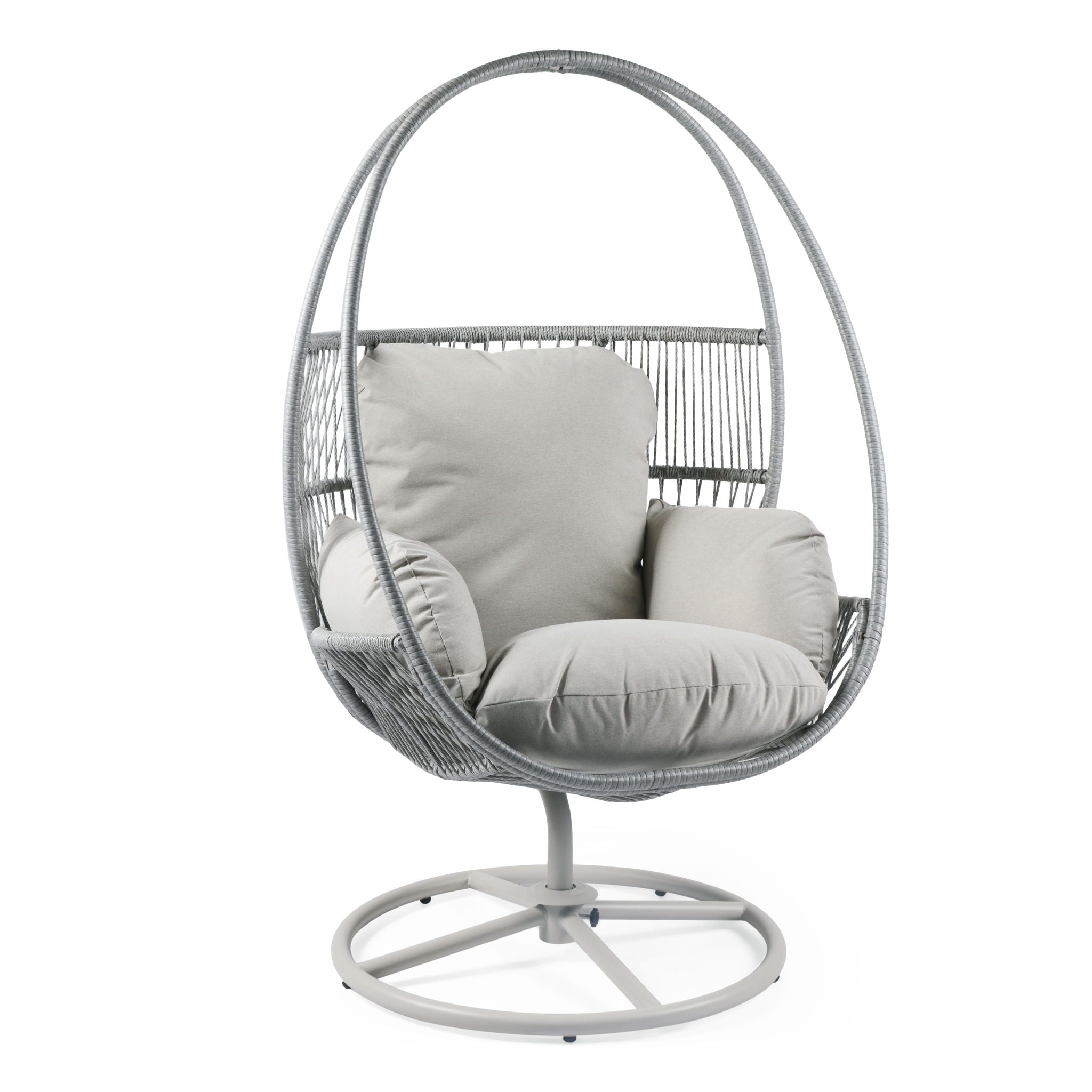 Reno - Outdoor Wicker Swivel Lounge Chair - Light Gray - Best Buy Furniture