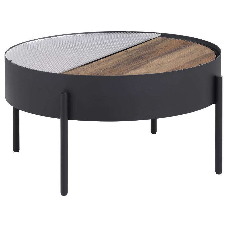 Ozella - Round Table With Hidden Storage Sandy - Best Buy Furniture