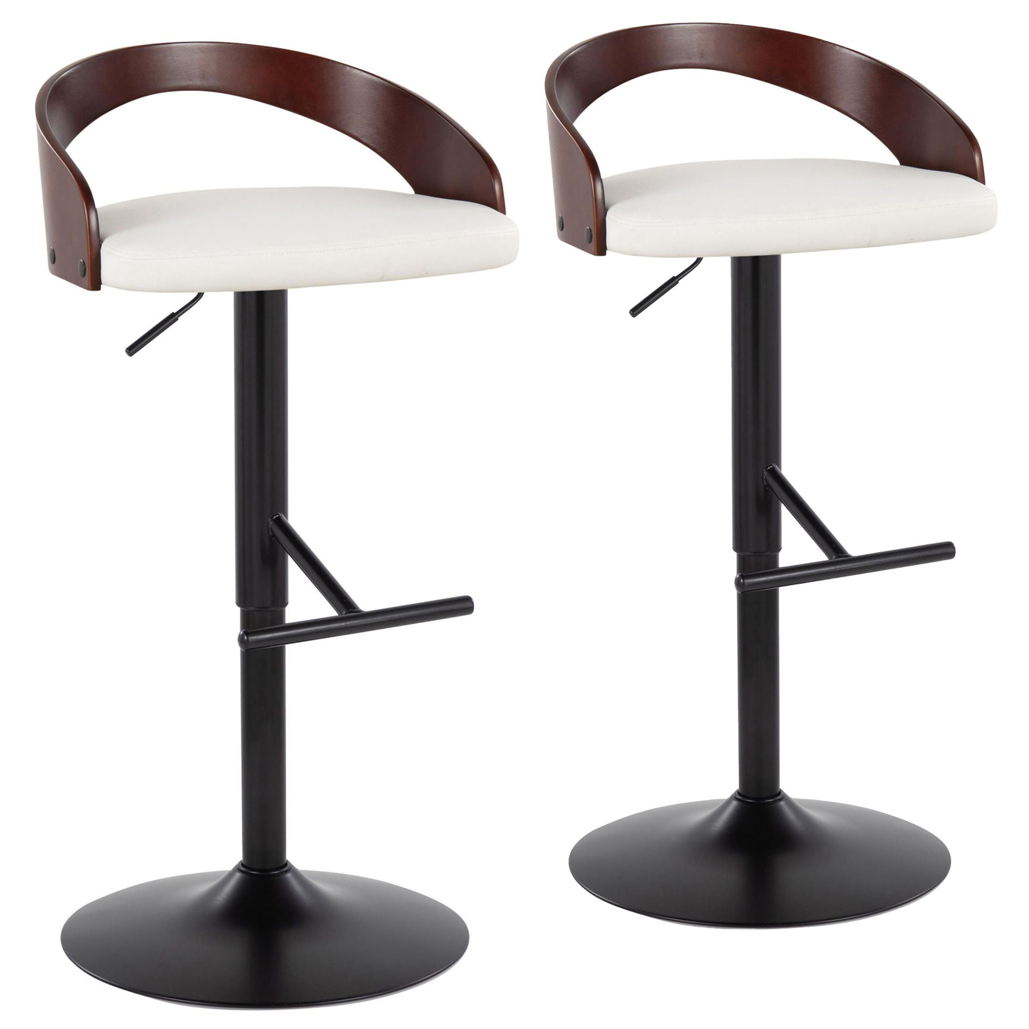 Grotto - Contemporary Adjustable Barstool With Swivel & Straight T Footrest (Set of 2) - Best Buy Furniture