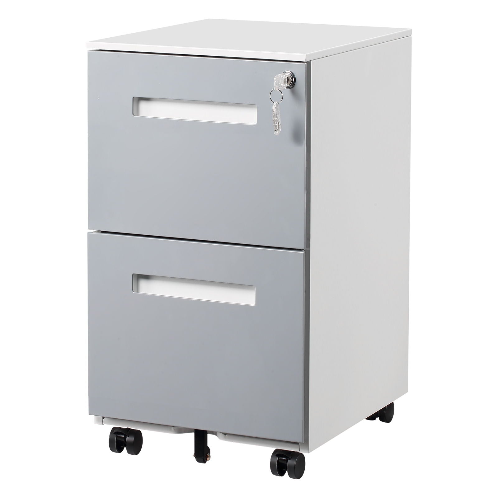 3 Drawer Mobile Locking File Cabinet, Rolling Filing Cabinet For Letter / A4 Size With 5 Wheels - Gray - Best Buy Furniture