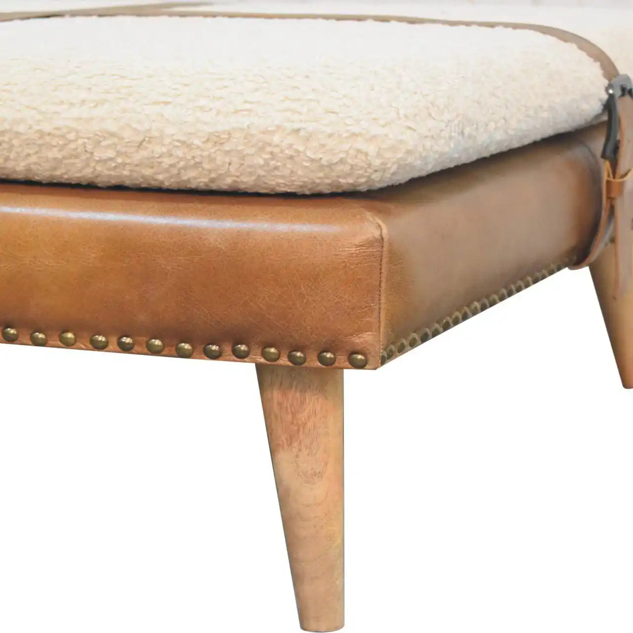Buffalo - Large Square Hide Leather Footstool - Brown - Best Buy Furniture