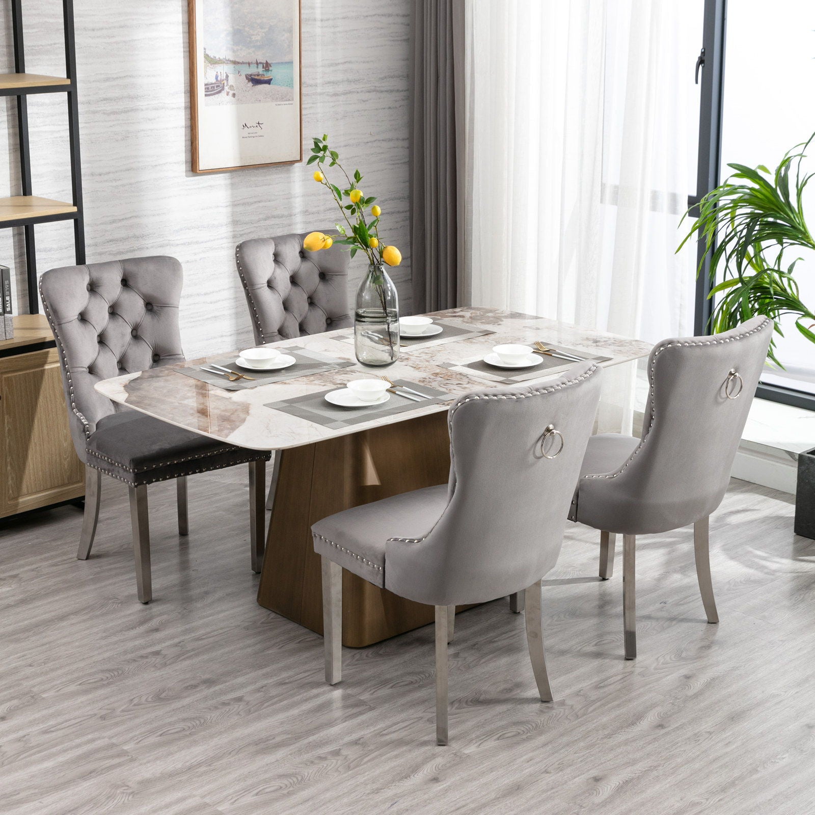 Nikki - Modern, High-End Tufted Solid Wood Contemporary Velvet Upholstered Dining Chair With Chrome Stainless Steel Plating Legs, Nailhead Trim (Set of 2) - Best Buy Furniture