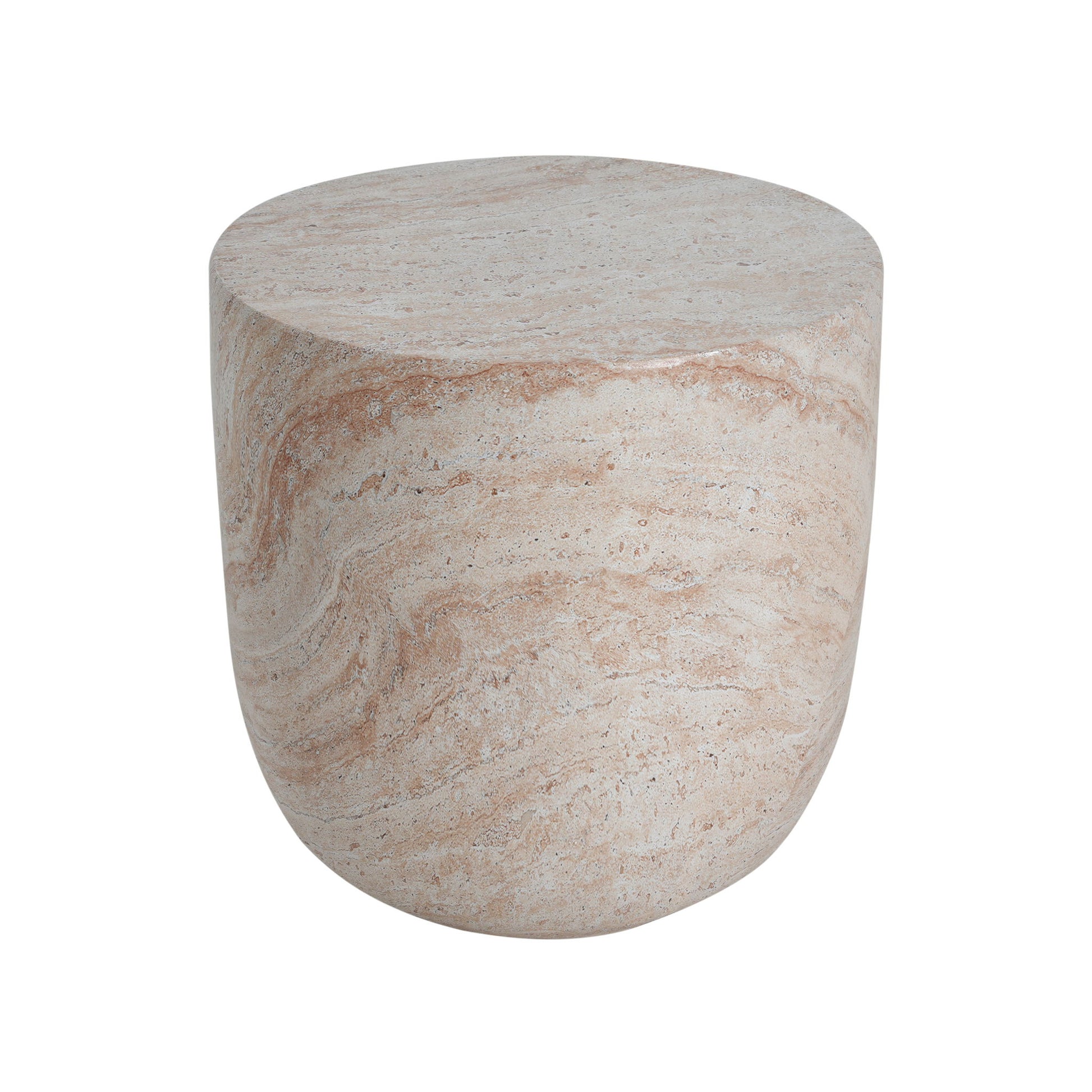 Outdoor / Indoor, Lightweight Concrete Side Table With Travertine - Beige - Best Buy Furniture