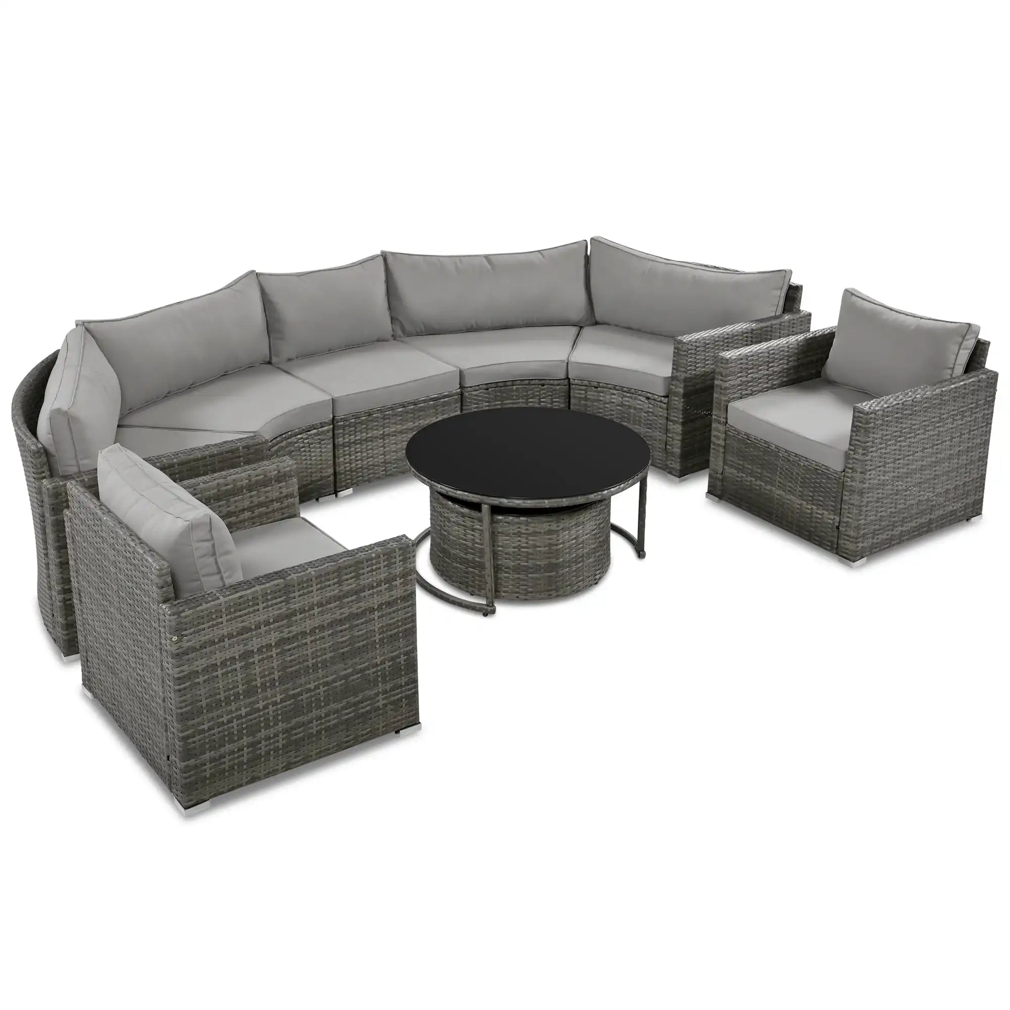 GO 9-Pieces Outdoor Half-moon Patio Sofa Set, Round Sofa Set, Modern Style Sofa, Gray Wicker - Best Buy Furniture