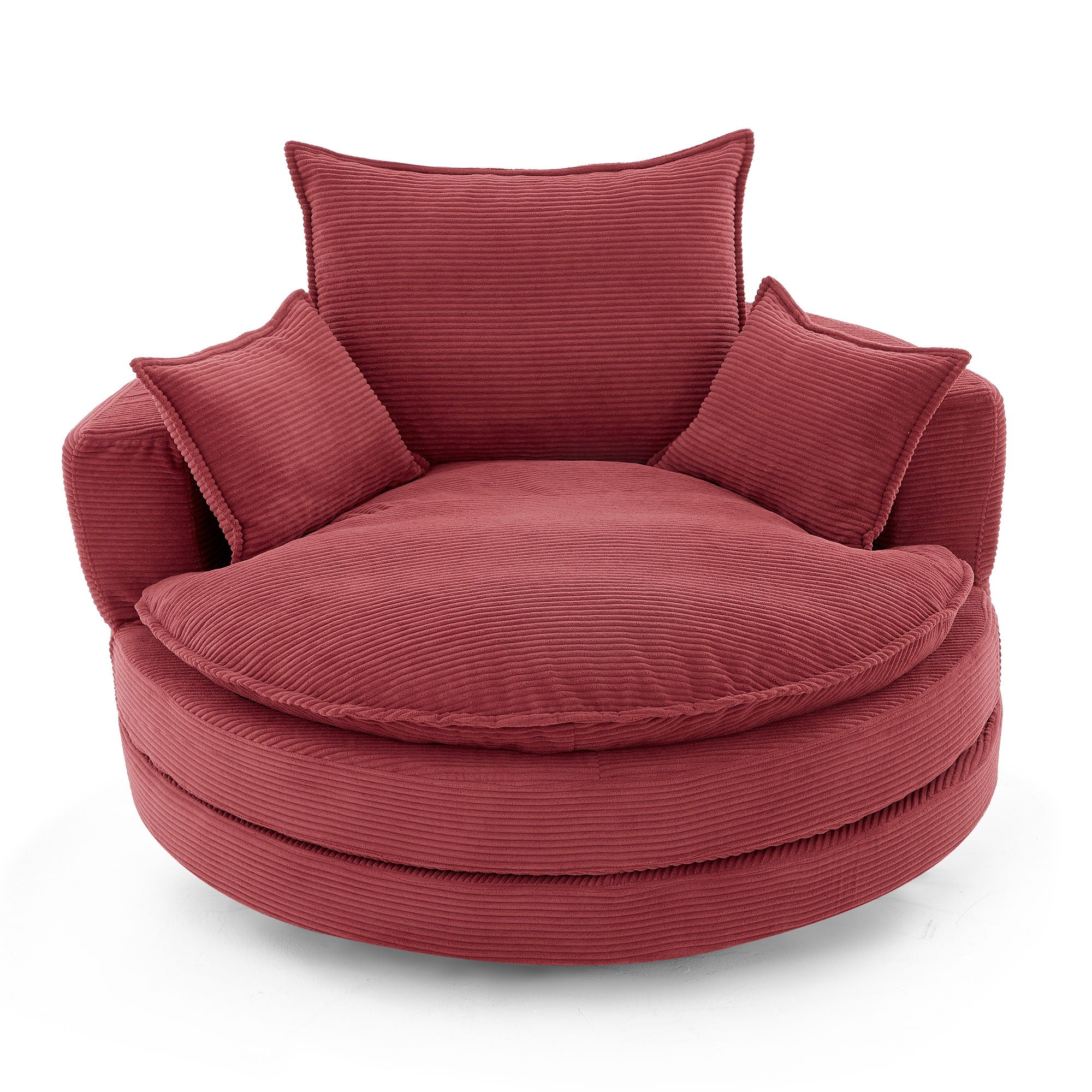 360° Swivel Accent Barrel Chair With Dual Layer Cushion And 3 Removable Pillows - Best Buy Furniture
