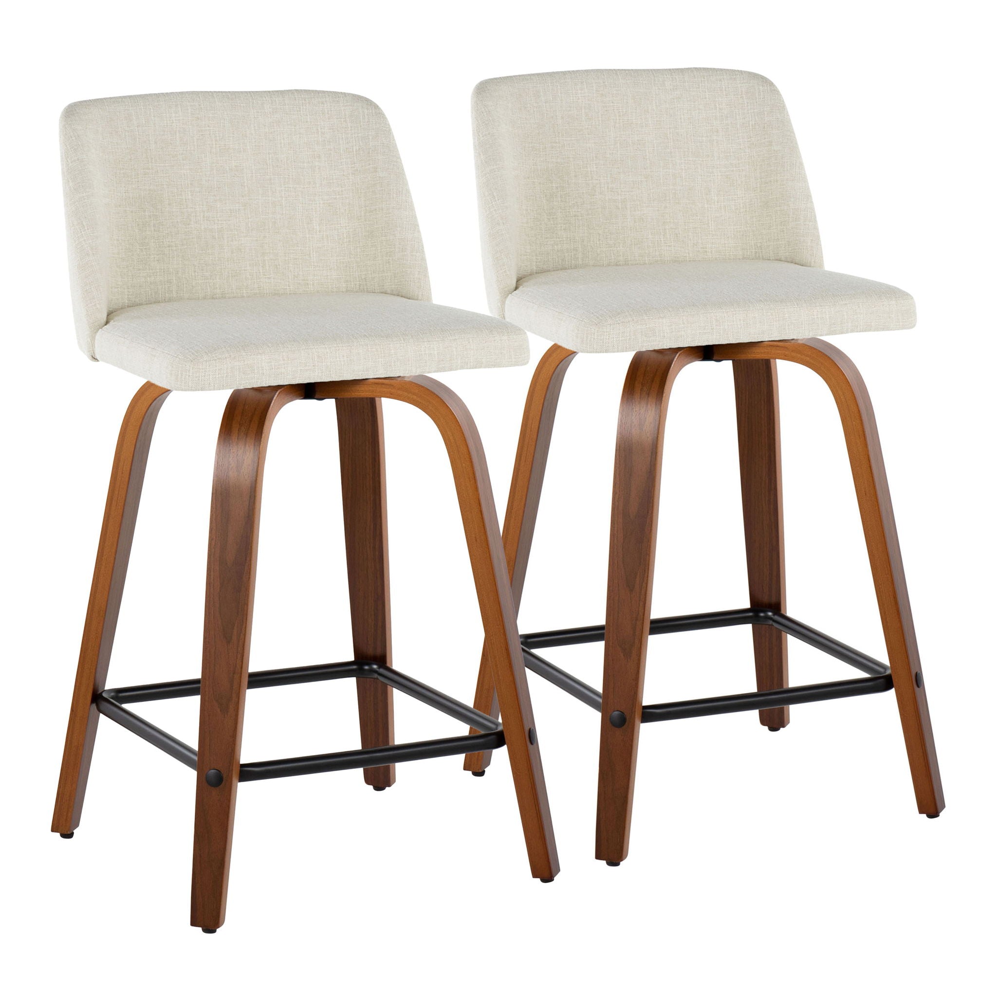 Toriano - Contemporary Fixed Height Counter Stool Swivel With Square Footrest (Set of 2) - Best Buy Furniture