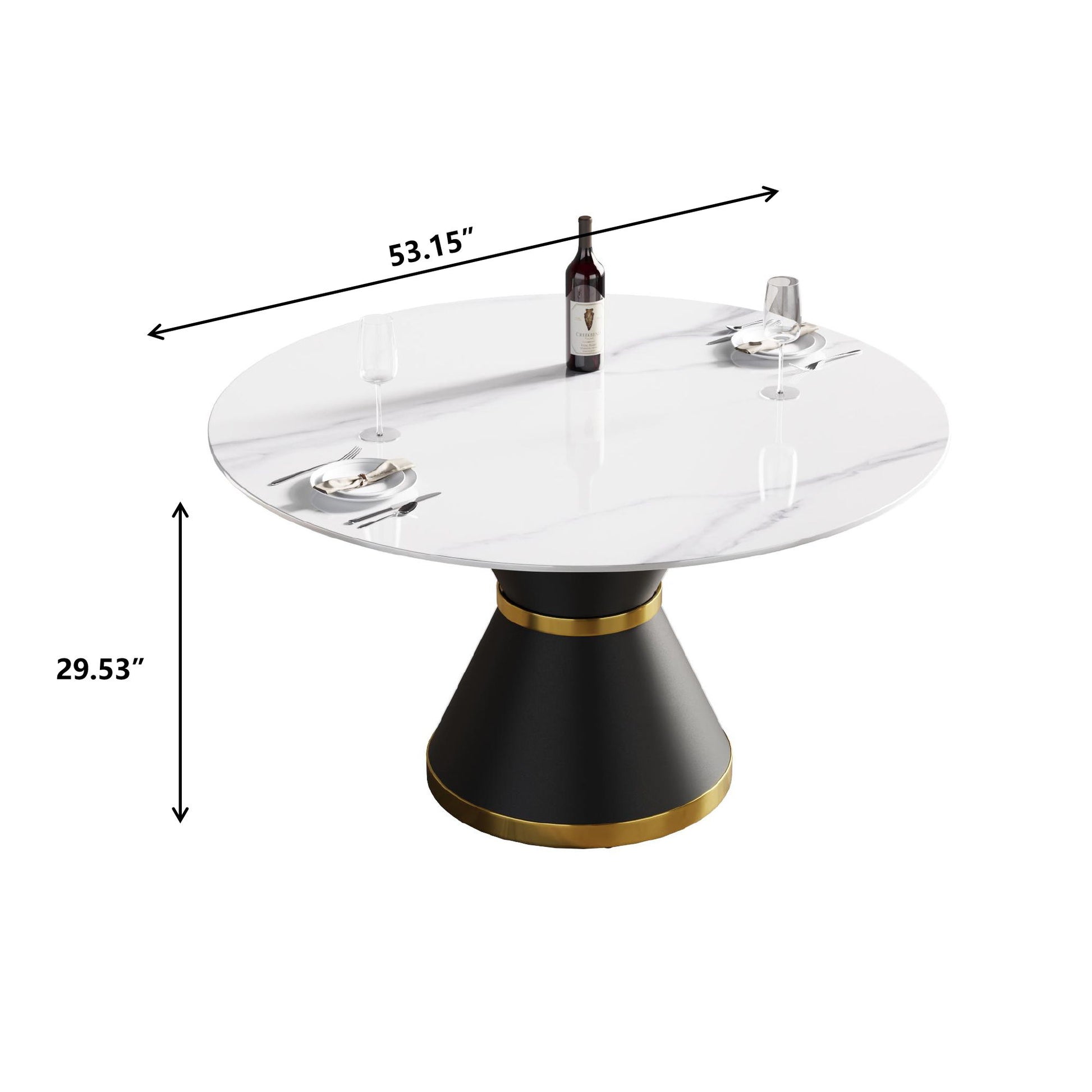 Modern Artificial Stone Round Carbon Steel Base Dining Table, Can Accommodate 6 People - Best Buy Furniture