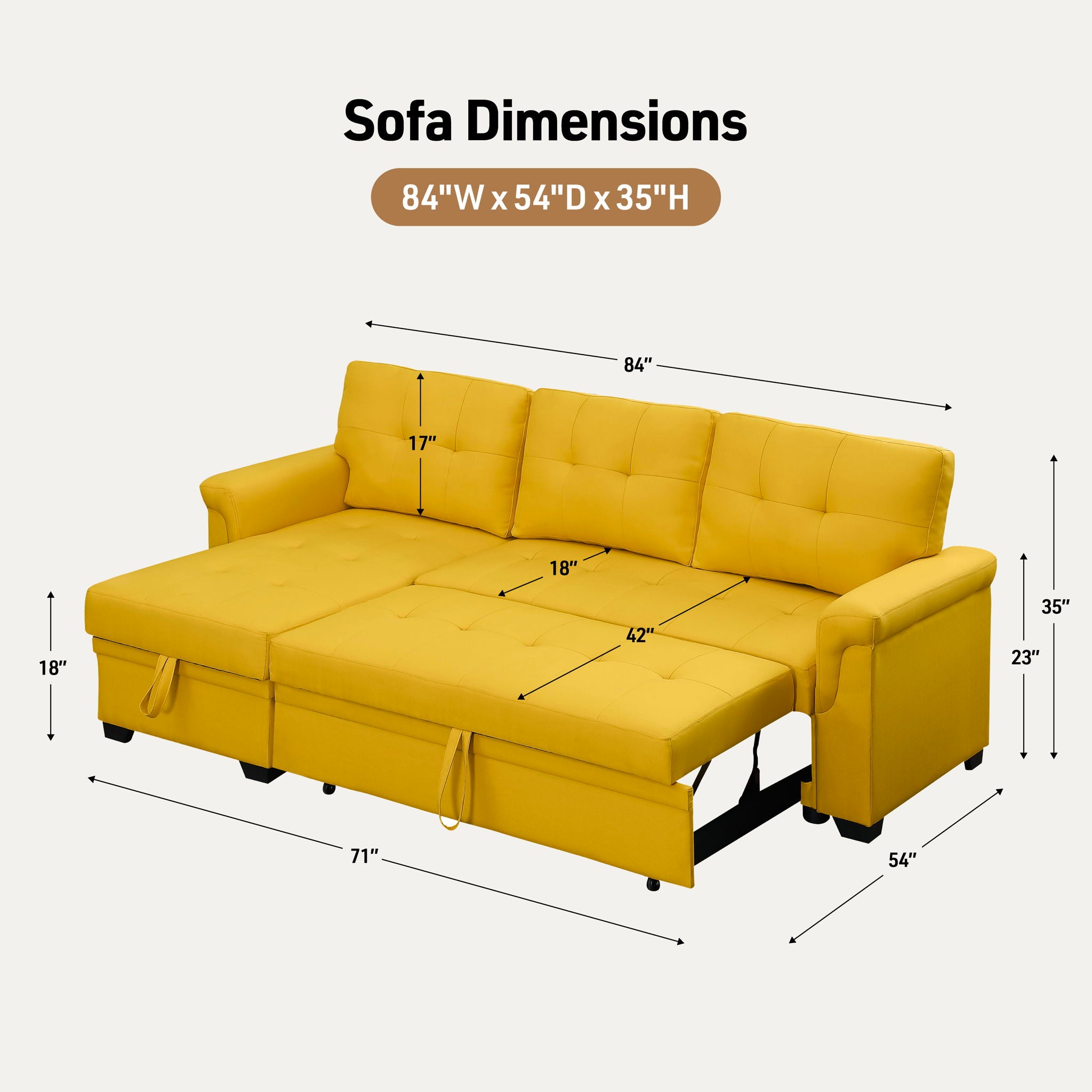 Lucca - Linen Reversible Sleeper Sectional Sofa With Storage Chaise - Best Buy Furniture