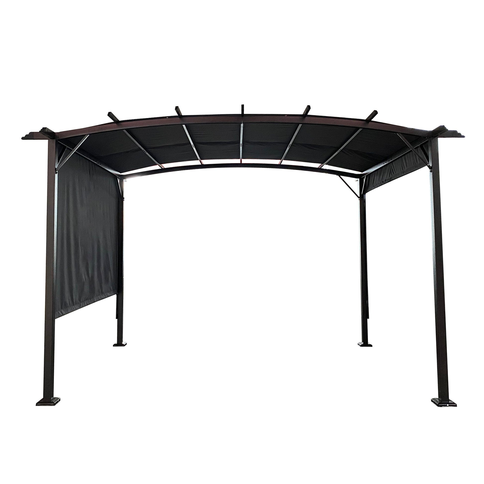 Outdoor Patio Pergola Gazebo - Steel Frame Sun Shelter With Retractable Canopy - Best Buy Furniture