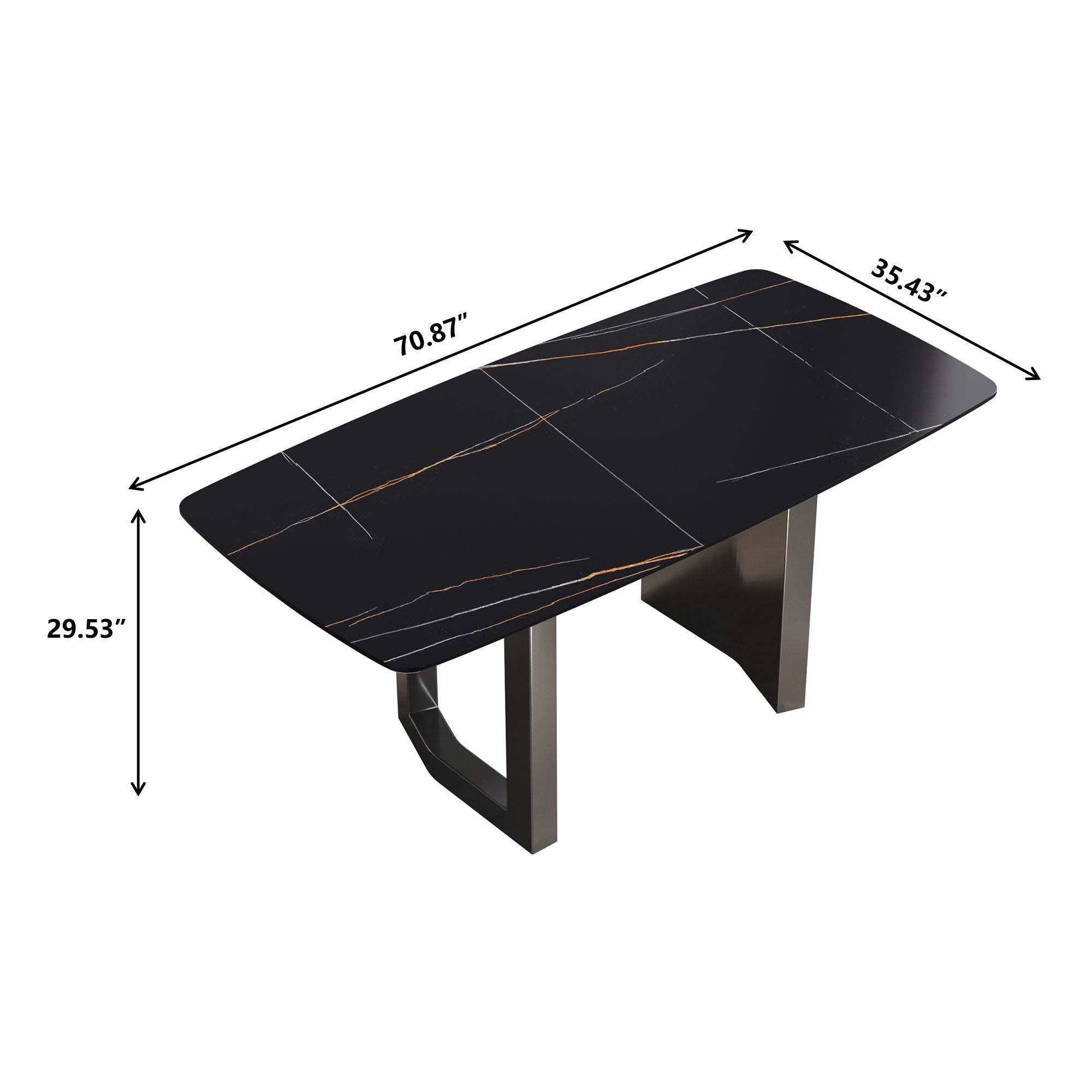 Modern Artificial Stone Dining Table, Can Accommodate 6-8 People - Black - Best Buy Furniture