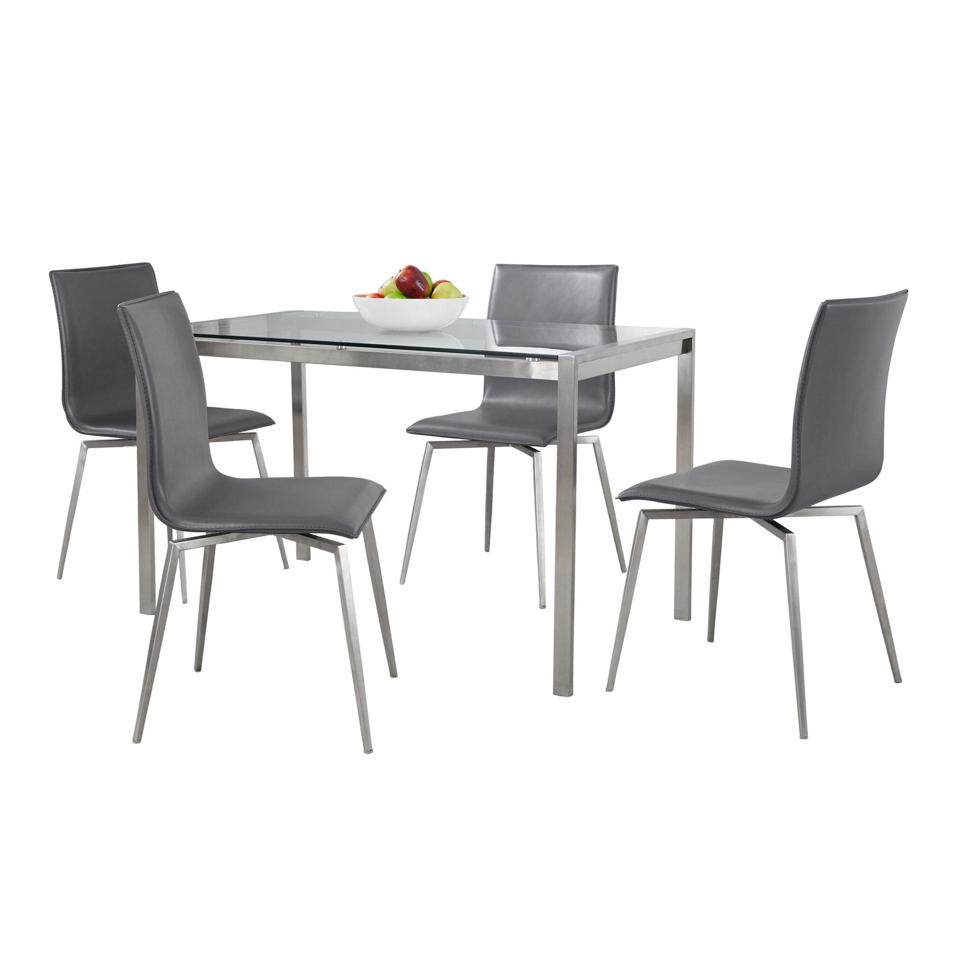 Fuji Mason - Upholstered Swivel Contemporary Dining Set Dining Set, Glass, 5 Piece - Best Buy Furniture