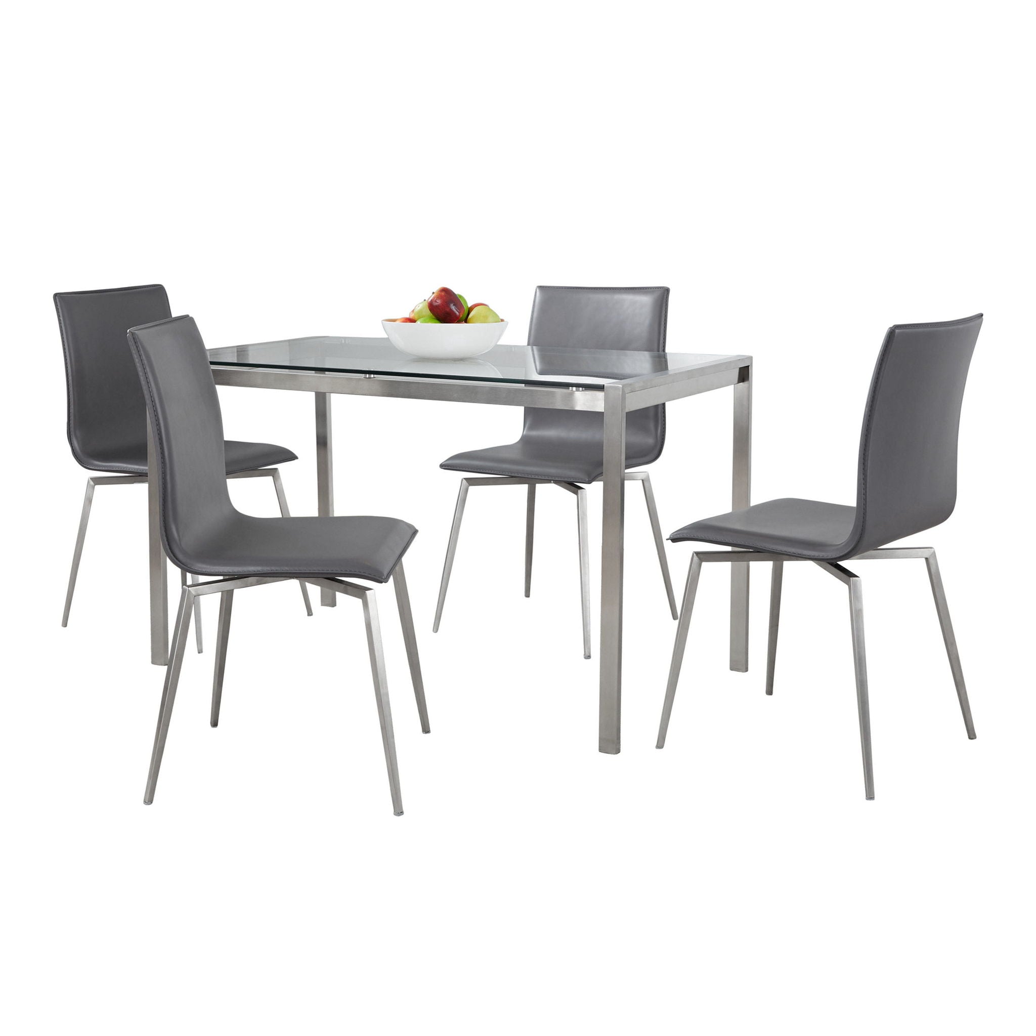 Fuji Mason - Upholstered Swivel Contemporary Dining Set Dining Set, Glass, 5 Piece - Best Buy Furniture