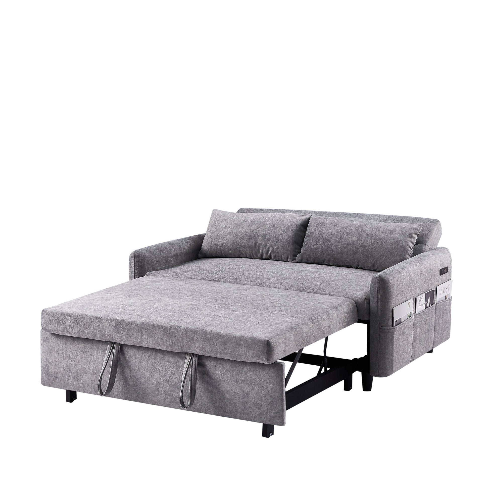 Pull Out Sleep Sofa Bed Loveseats Sofa Couch With Adjsutable Backrest, Storage Pockets, 2 Soft Pillows, USB Ports For Living Room, Bedroom, Apartment, Office - Best Buy Furniture