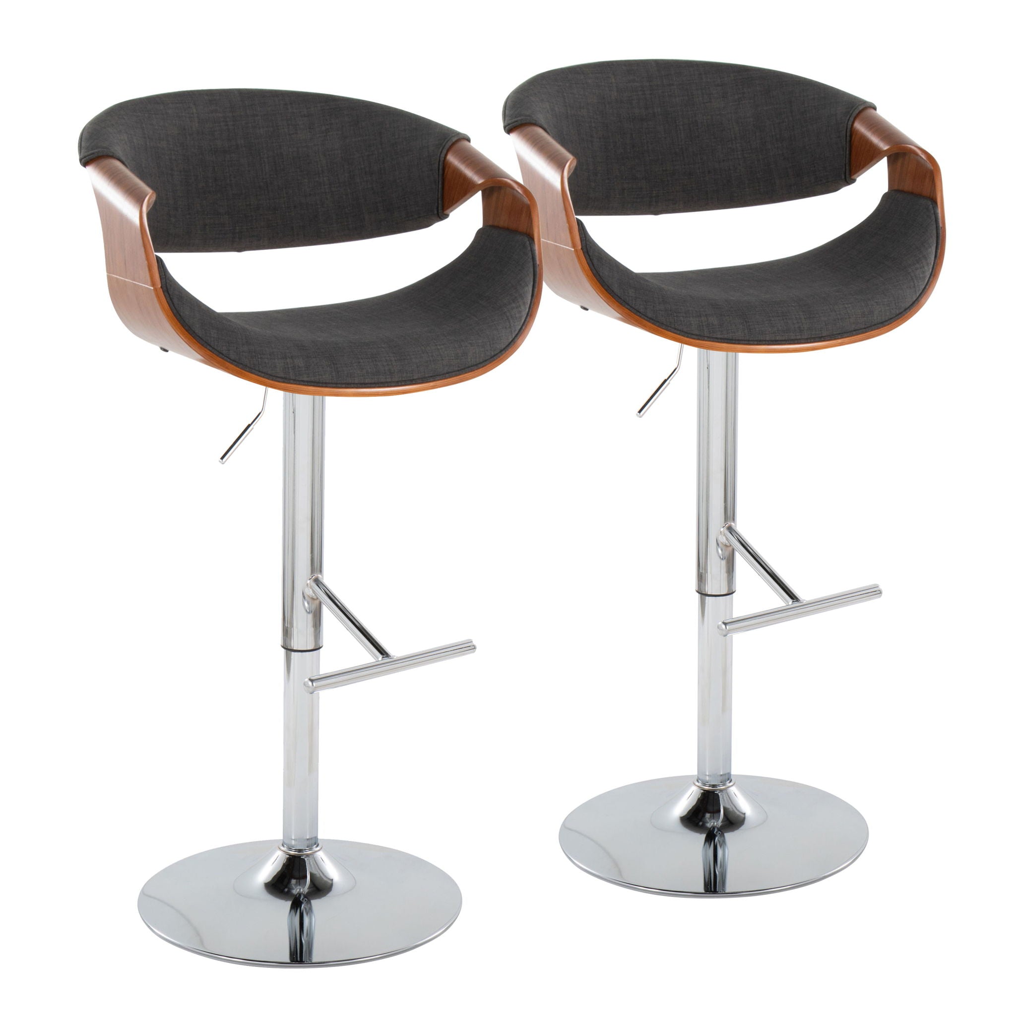 Curvo - Mid Century Modern Adjustable Barstool With Swivel With Straight T Footrest - Best Buy Furniture