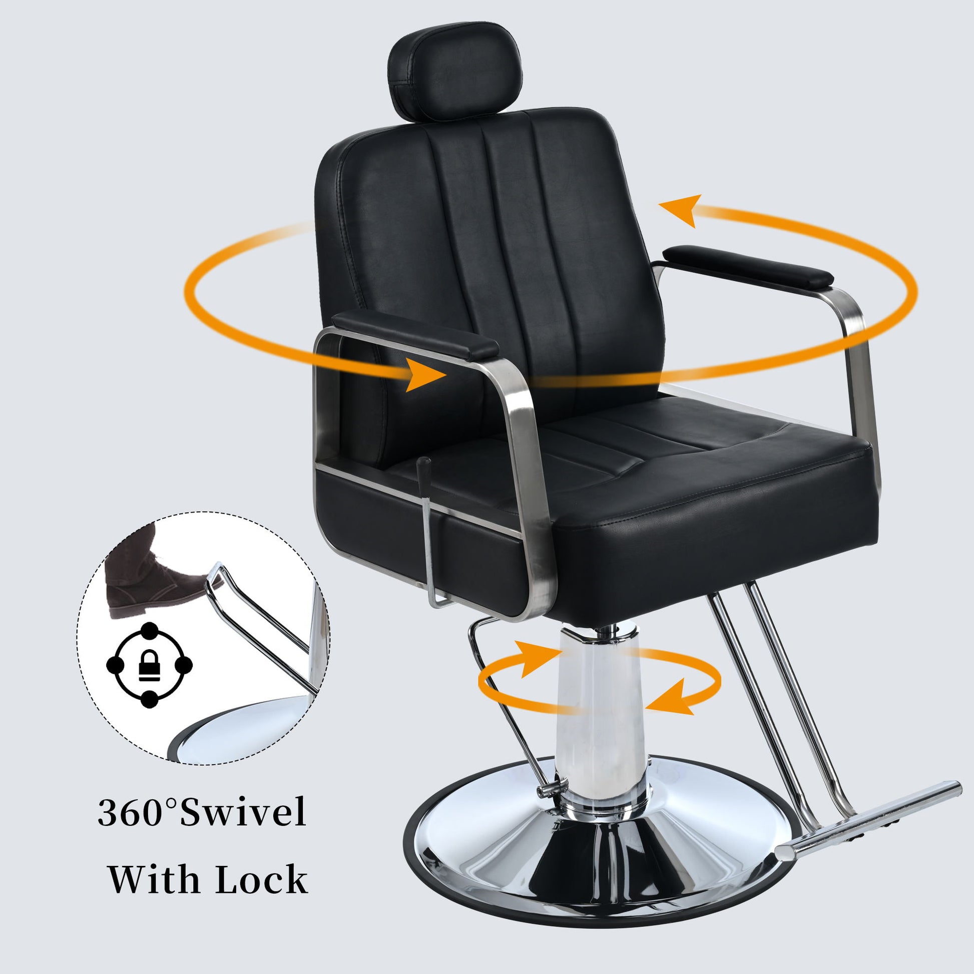 Premium Reclining Barber Chair Salon Chair For Hair Stylist With Heavy Duty Hydraulic Pump, 360° Rotation, Tattoo Chair Shampoo Beauty Salon Equipment, Max Load Weight 400 Lbs - Best Buy Furniture