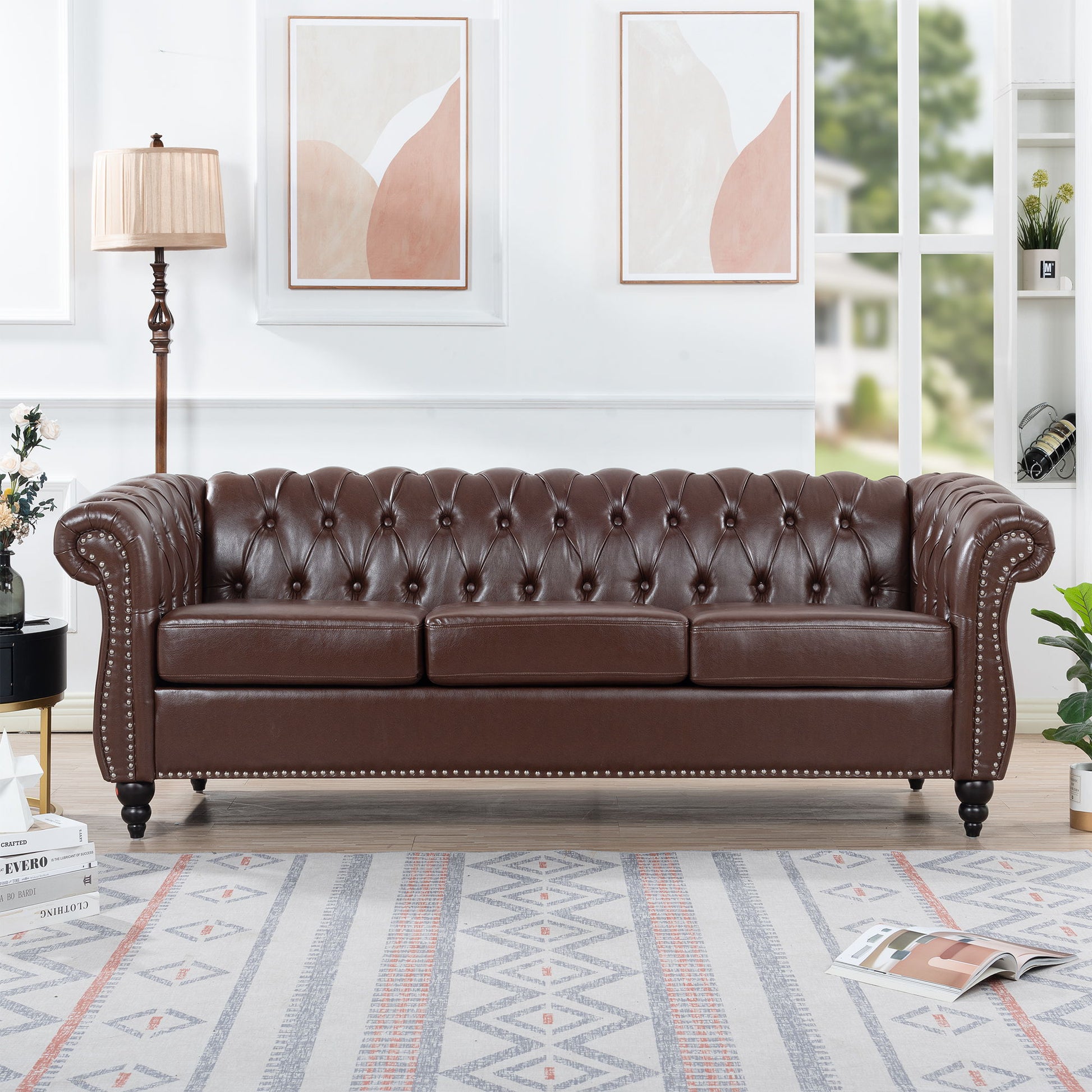 Rolled Arm Chesterfield 3 Seater Sofa - Best Buy Furniture