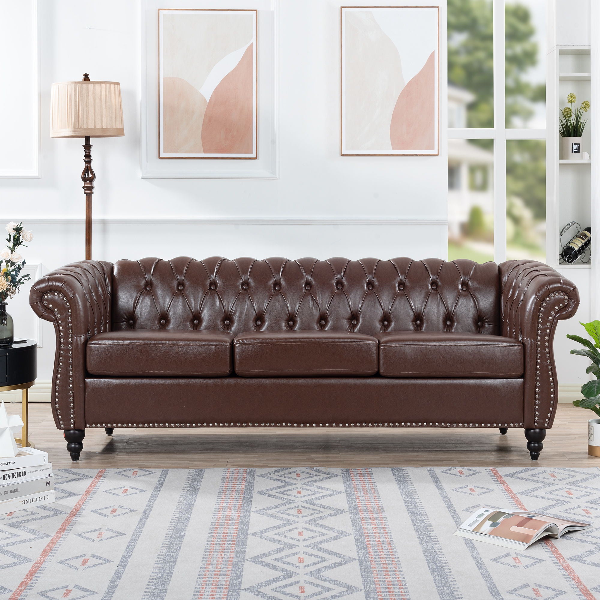 Rolled Arm Chesterfield 3 Seater Sofa - Best Buy Furniture