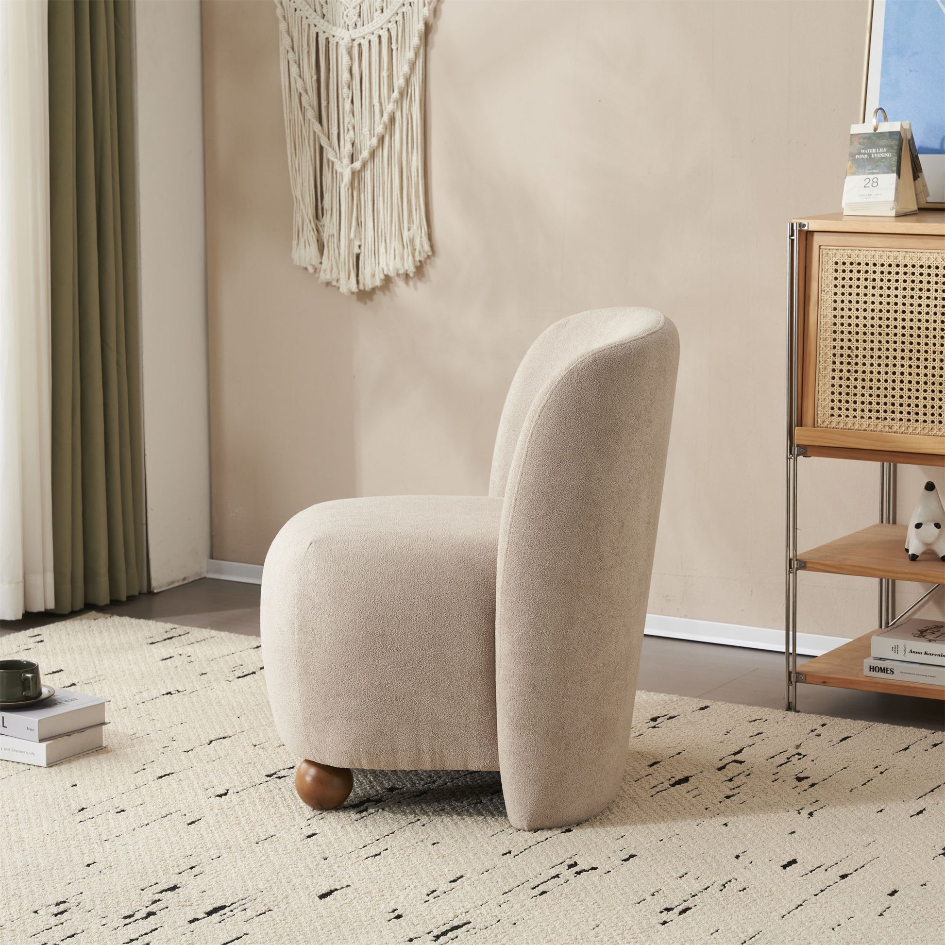 Modern Low Back Accent Upholstered Armless Living Room Chairs, Round Feet - Best Buy Furniture