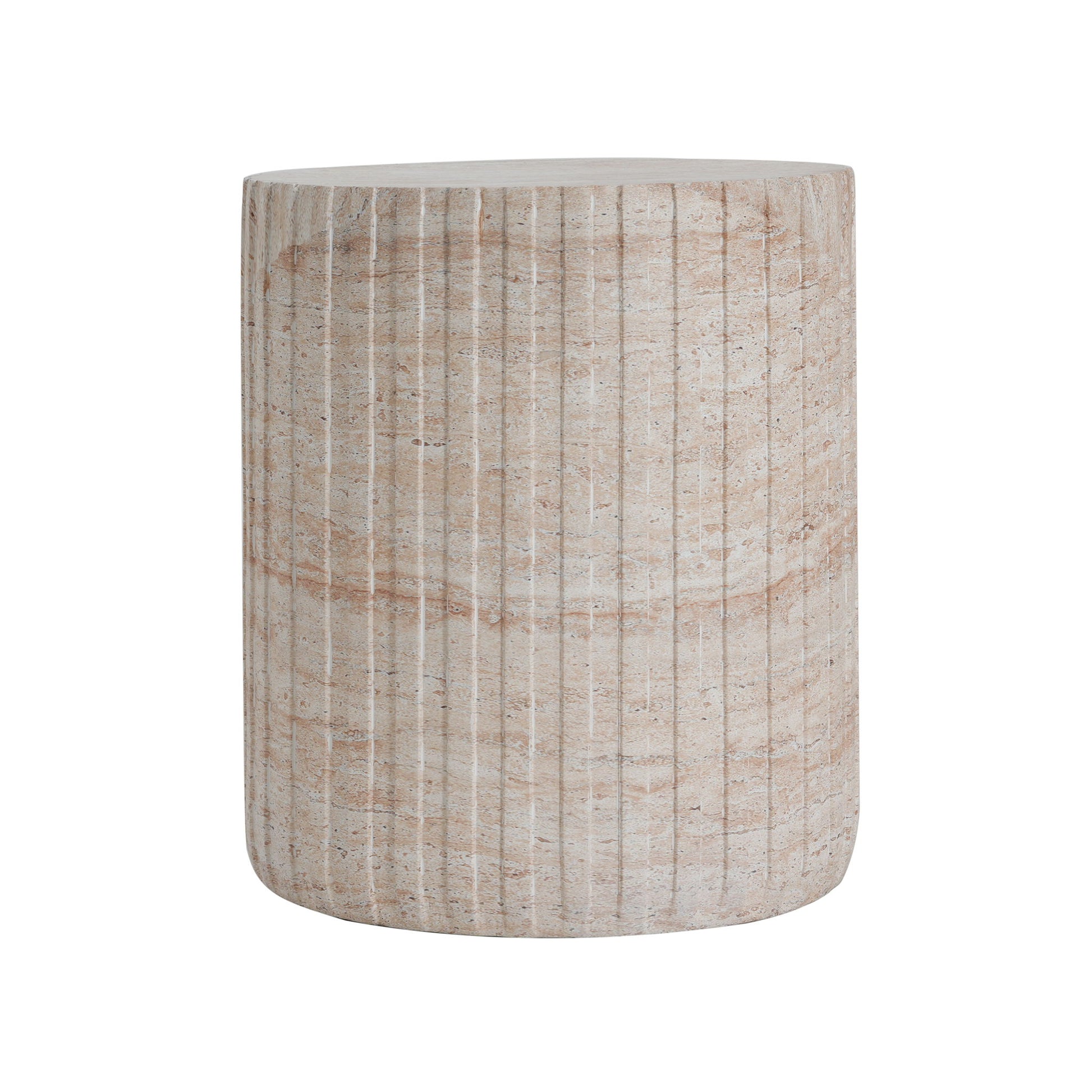 Elegant Outdoor / Indoor Lightweight Concrete Side Table With Travertine - Beige - Best Buy Furniture