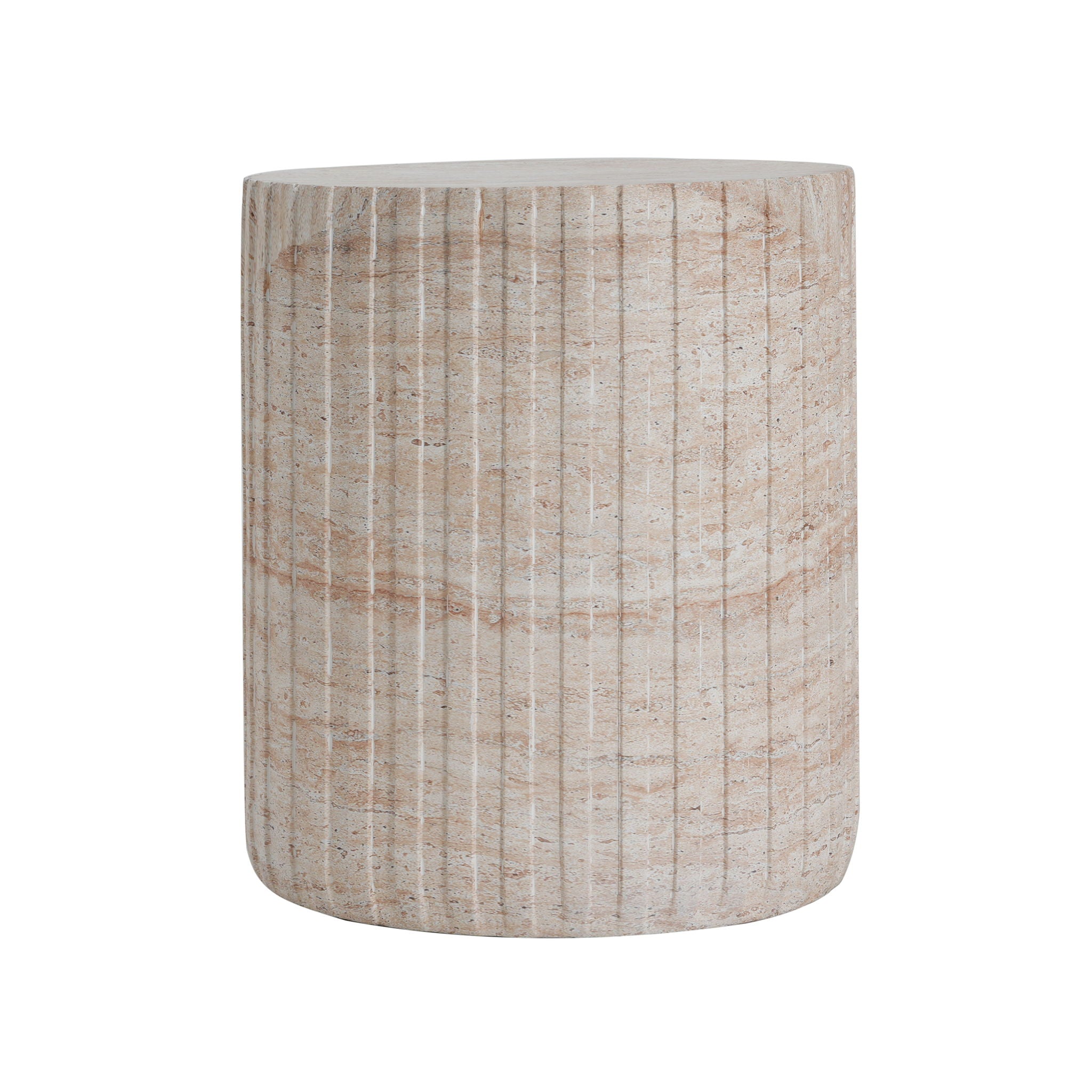 Elegant Outdoor / Indoor Lightweight Concrete Side Table With Travertine - Beige - Best Buy Furniture