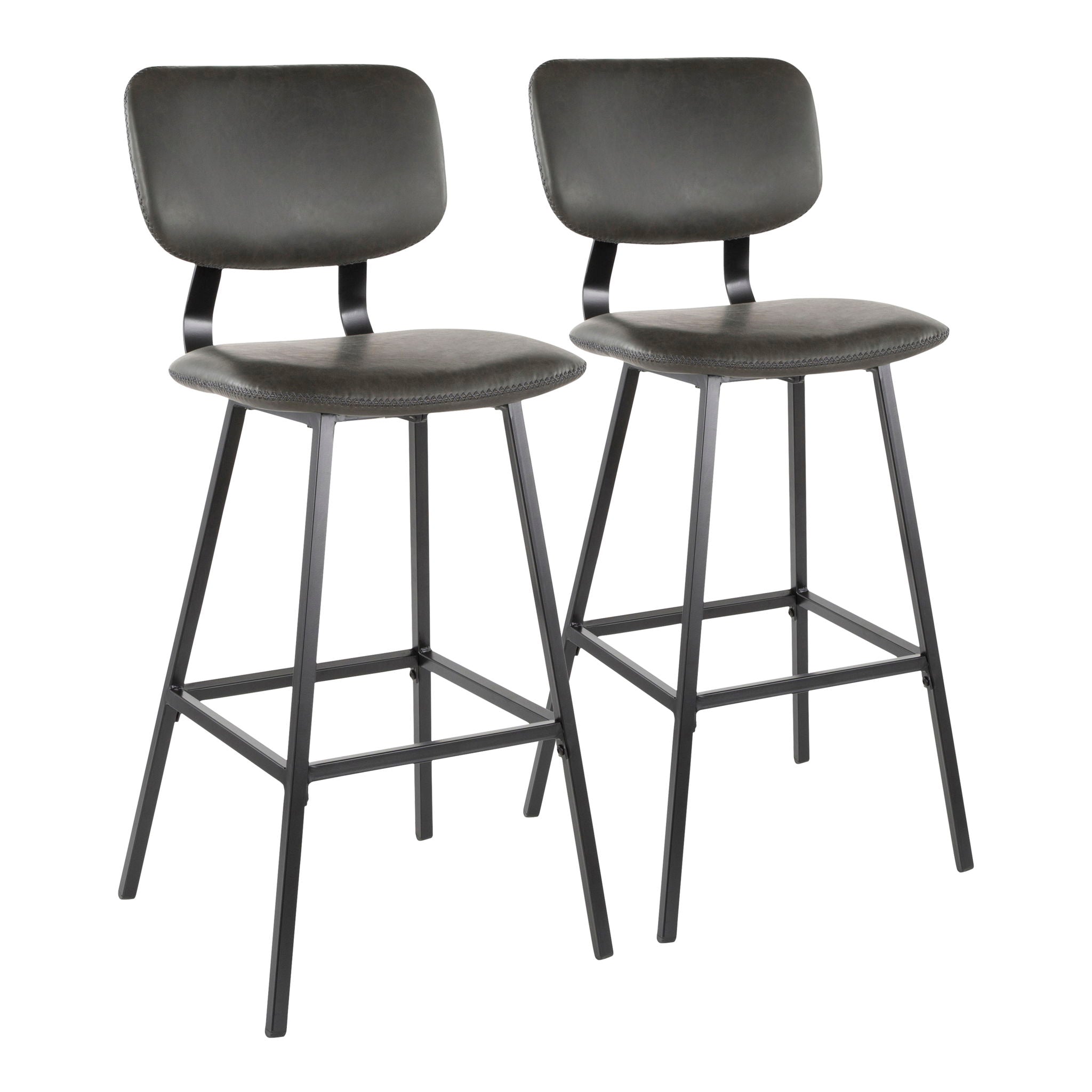 Foundry - Contemporary Barstool Zig Zag Stitching (Set of 2) - Black / Gray - Best Buy Furniture