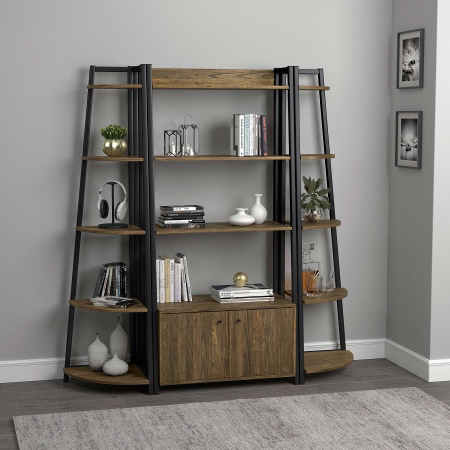 Jacksonville - 5-Shelf Bookshelf - Black And Aged Walnut - Best Buy Furniture