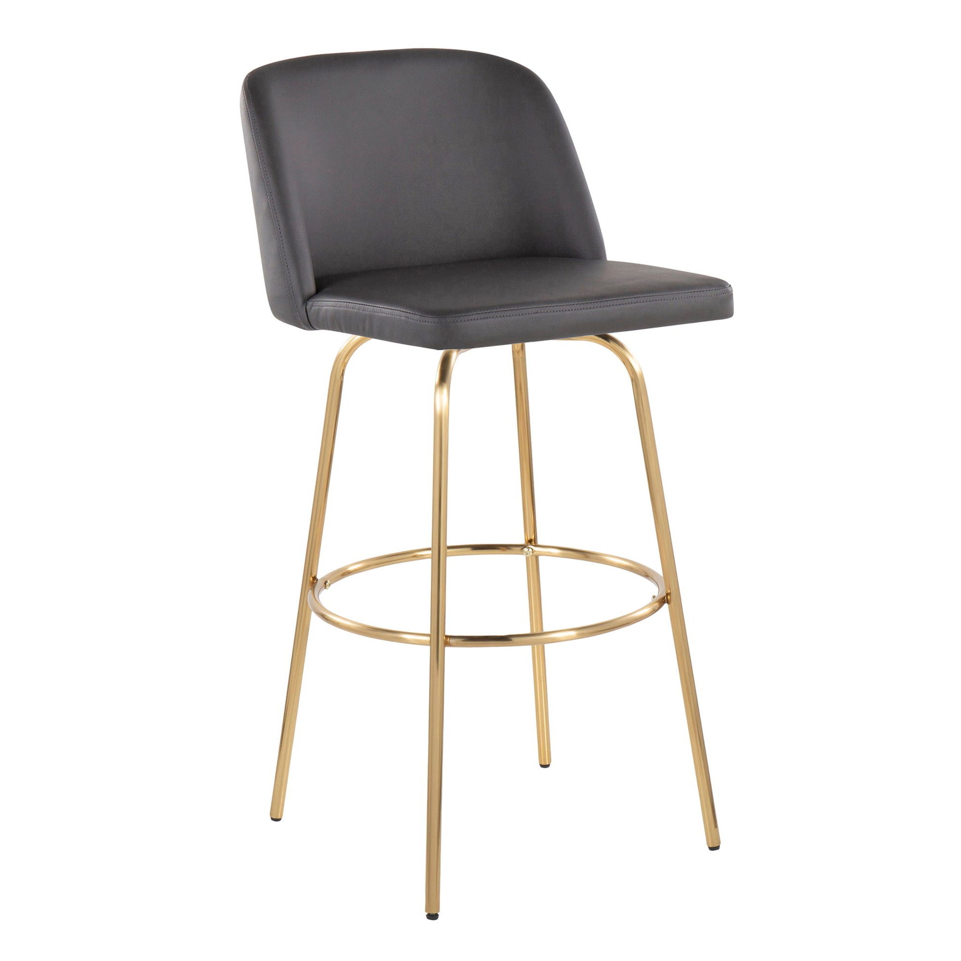 Toriano - Contemporary Fixed Height Barstool With Swivel And Round Footrest (Set of 2) - Best Buy Furniture