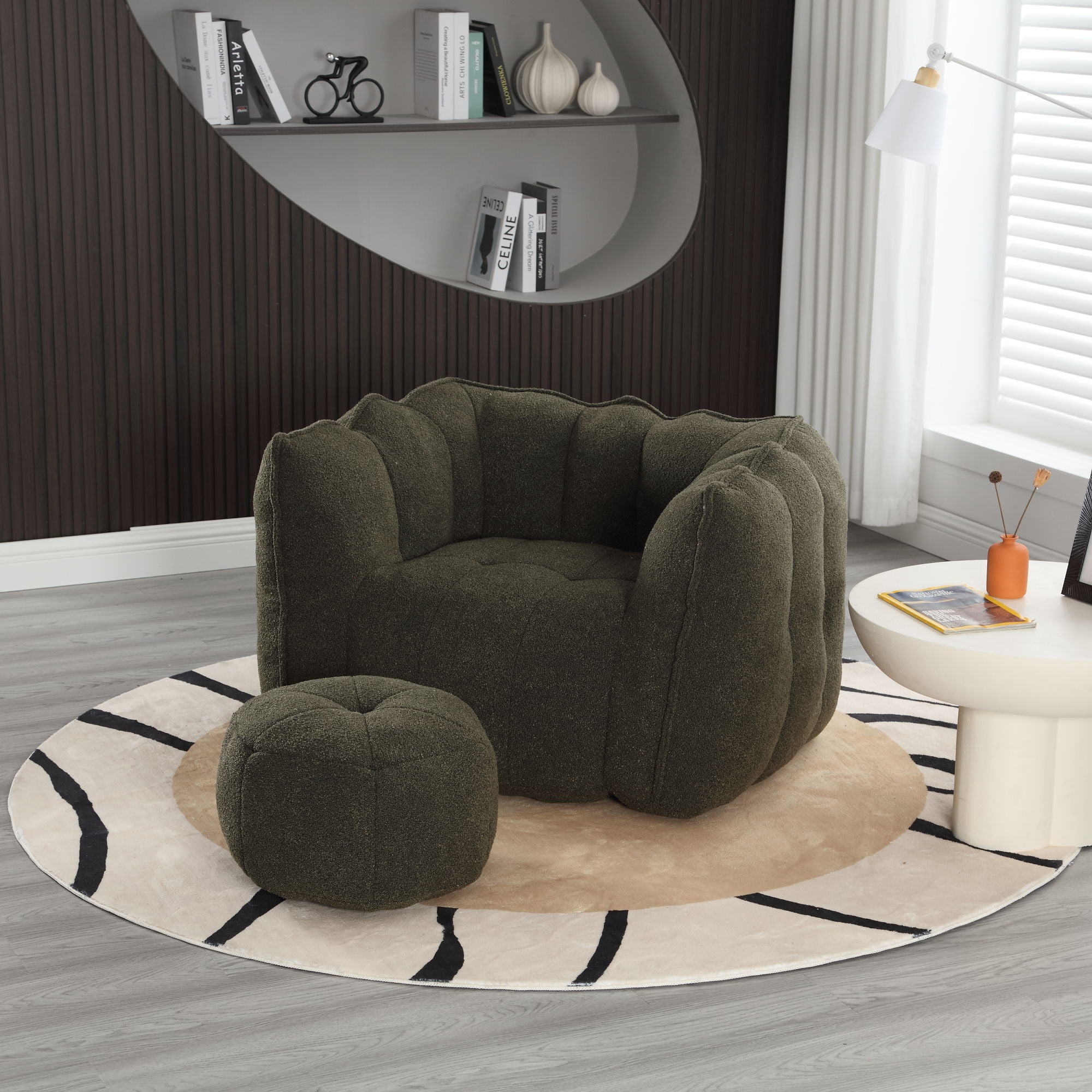 Soft Chenille Bean Bag Chair With High Resilient Foam