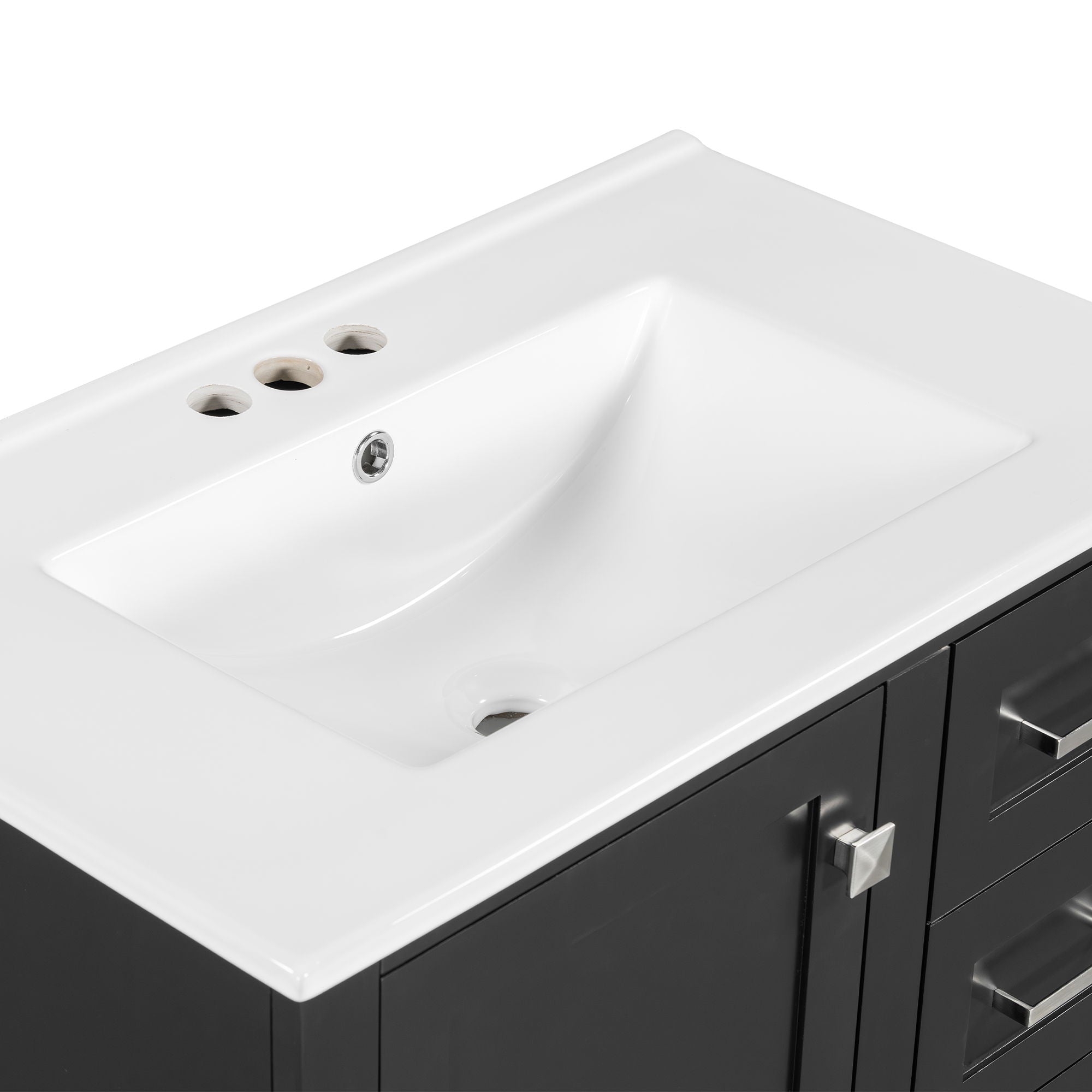 Bathroom Vanity, Modern Bathroom Cabinet With Sink Combo Set, Bathroom Storage Cabinet With A Soft Closing Door And 3 Drawers, Solid Wood Frame - Best Buy Furniture