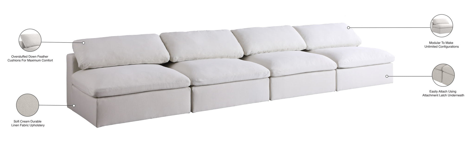 Serene - Modular Armless 4 Seat Sofa - Best Buy Furniture