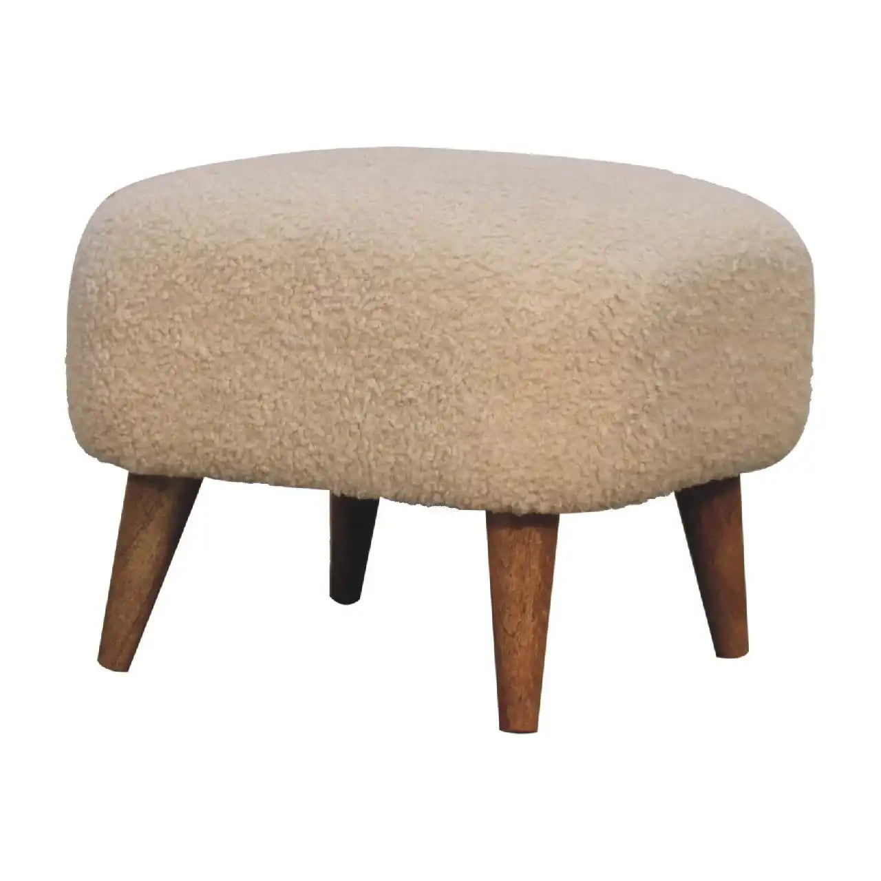 Boucle Square Footstool - Cream - Best Buy Furniture