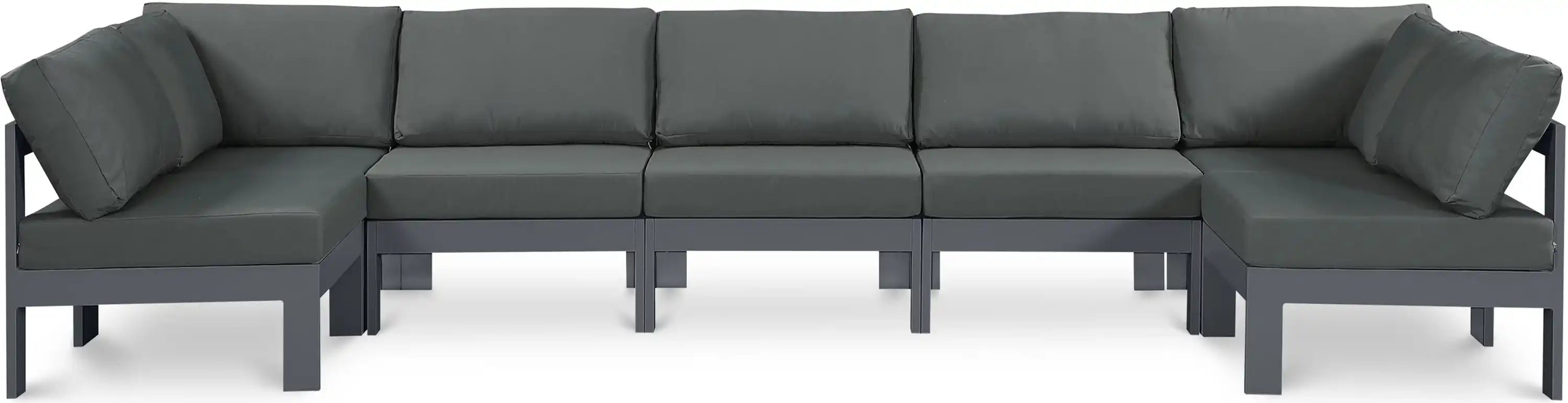Nizuc - Outdoor Patio 7 Piece Modular Sectional With Gray Frame - Best Buy Furniture