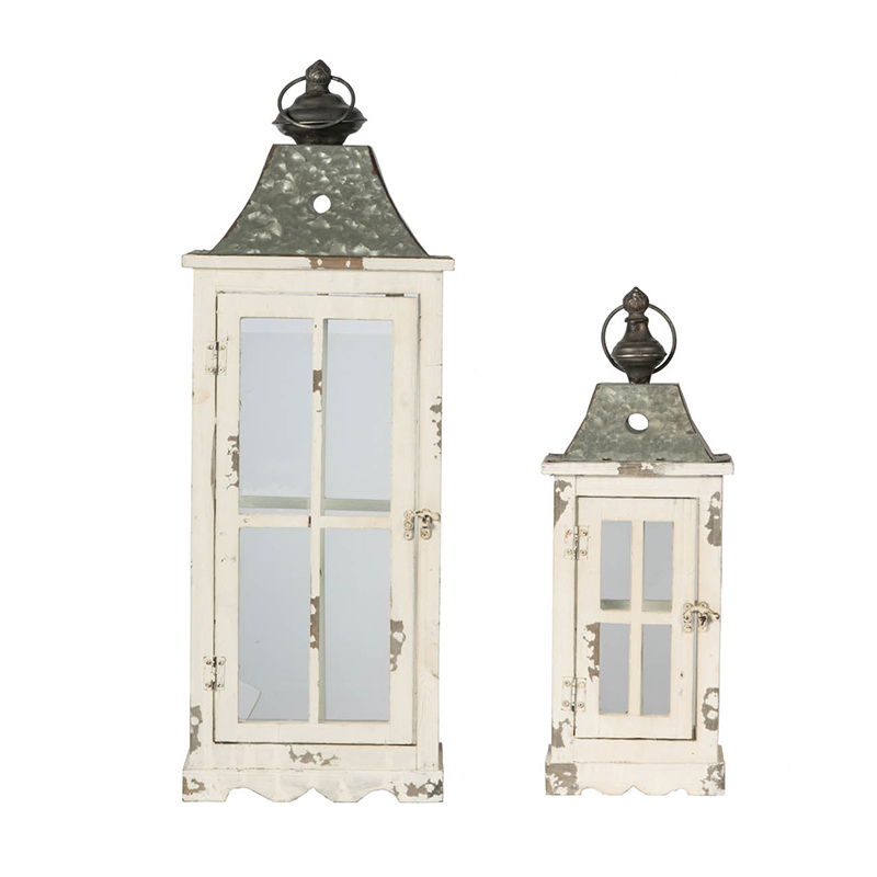 Wooden Candle Lantern Decorative, Hurricane Lantern Holder Decor For Indoor Outdoor, Home Garden - Ivory - Best Buy Furniture