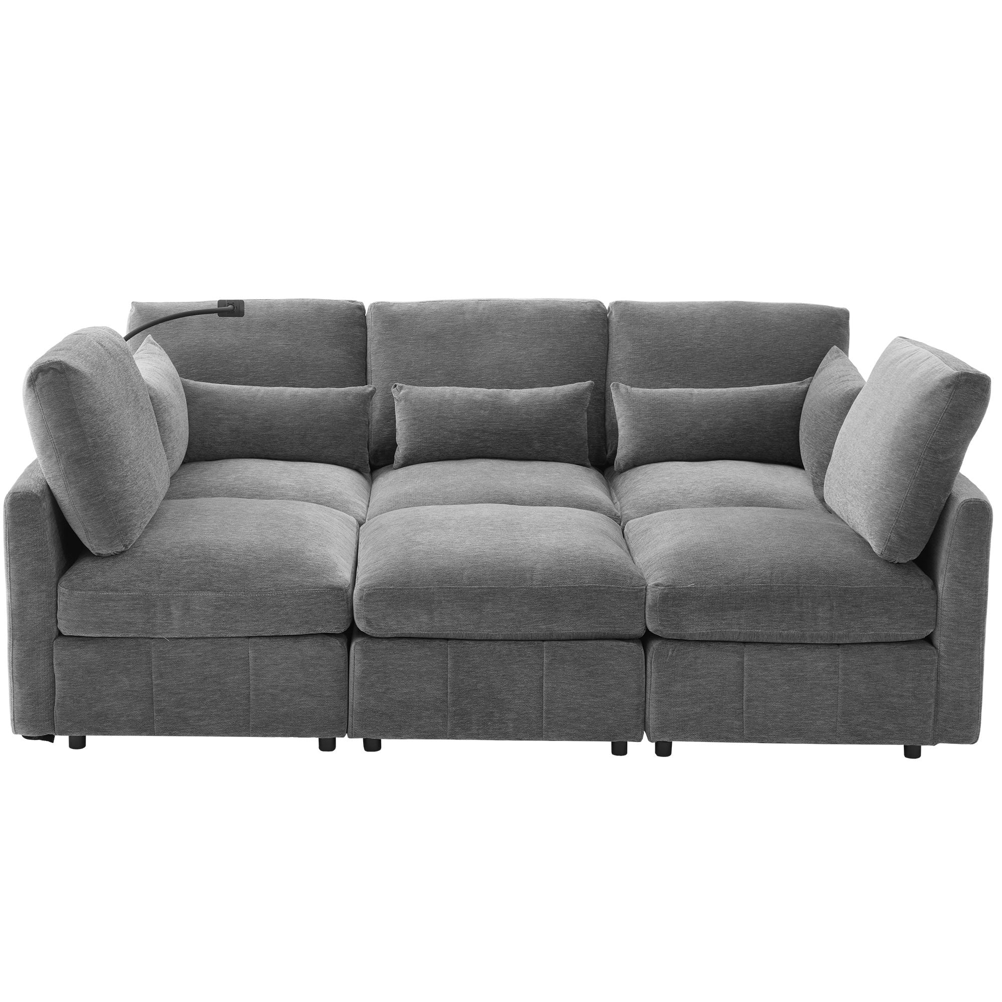 Modern Modular U-Shaped Sofa Bed With Movable Ottoman, USB Ports, Phone Holder - Best Buy Furniture