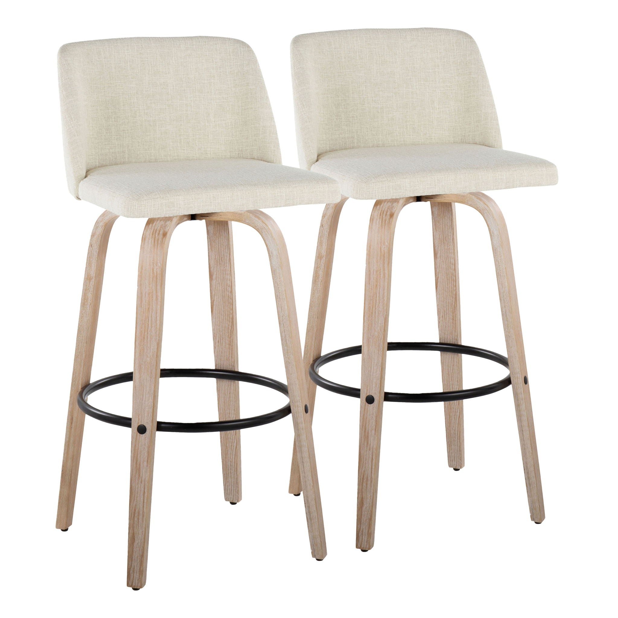 Toriano - Contemporary Fixed Height Barstool Swivel And Round Footrest (Set of 2) - Best Buy Furniture