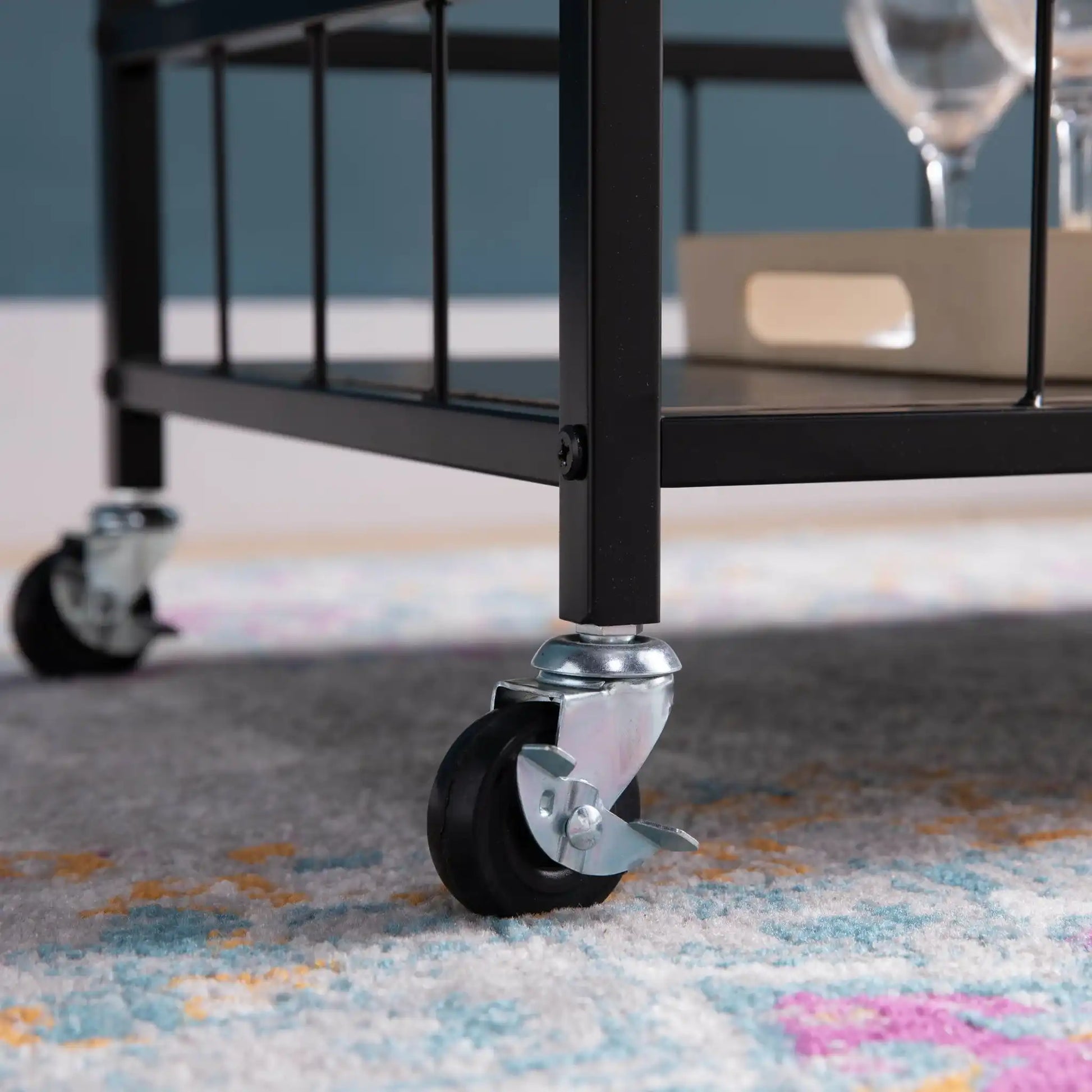 Rolling Kitchen Cart With Storage And Four Wine Bottle Rack - Best Buy Furniture