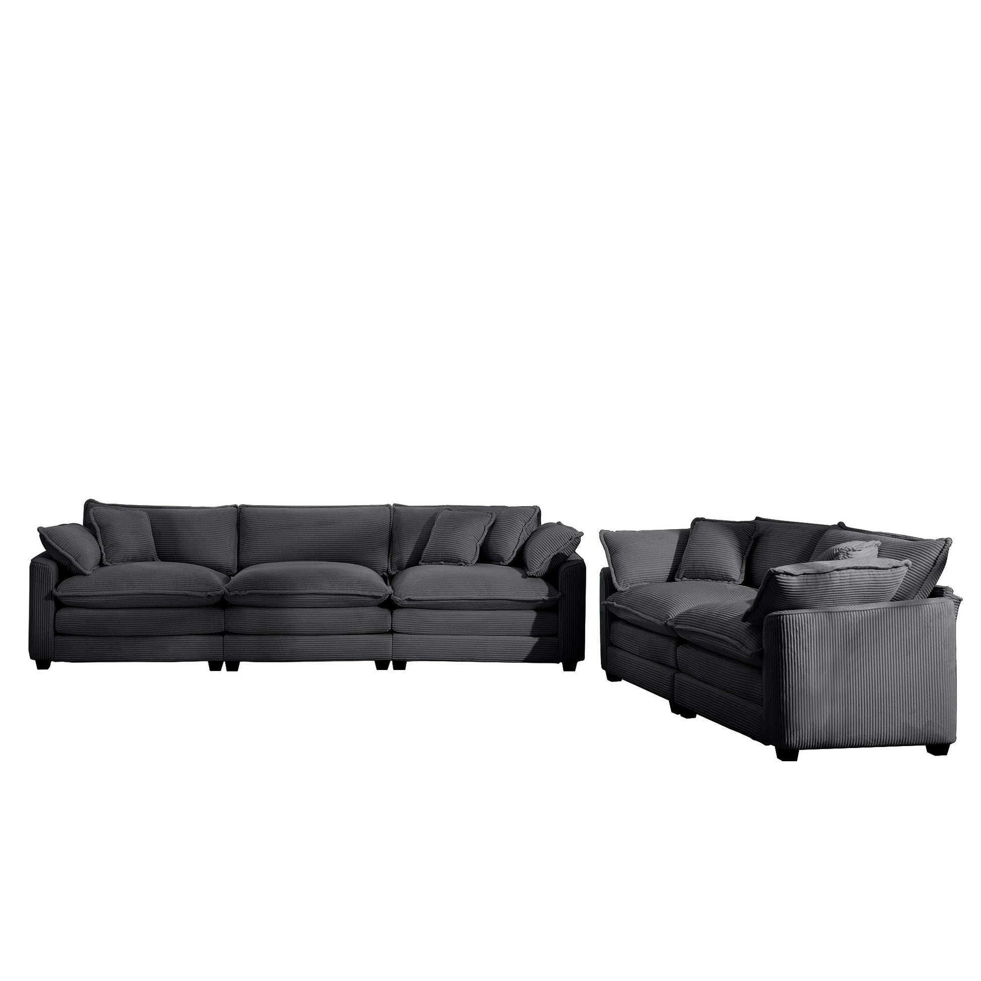 Elegant Corduroy Oversized Sectional Sofa Set With Deep Seats And Flexible Layout - Best Buy Furniture