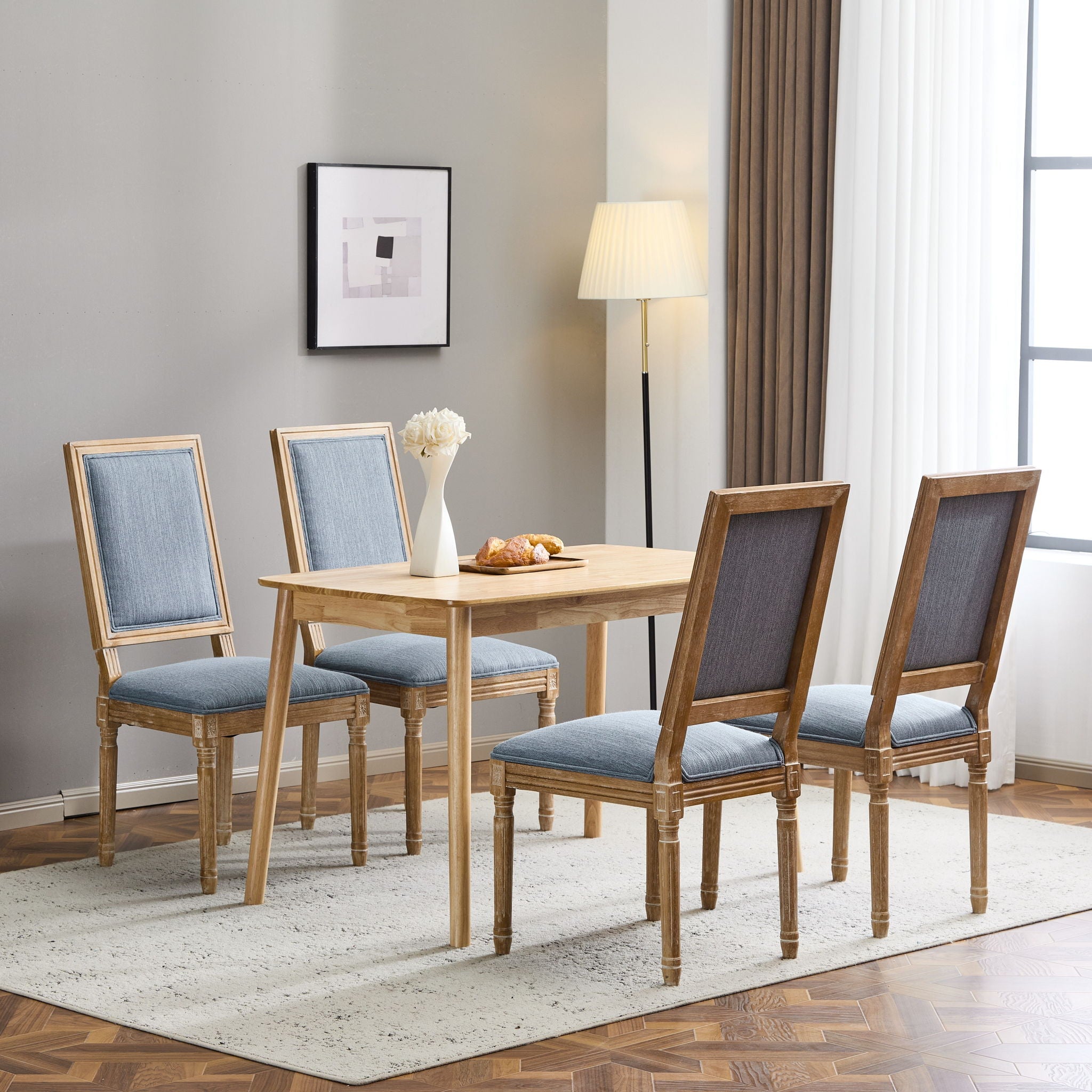 French Country Style Dining Chair With Upholstered Seating And Fluted Legs - Best Buy Furniture