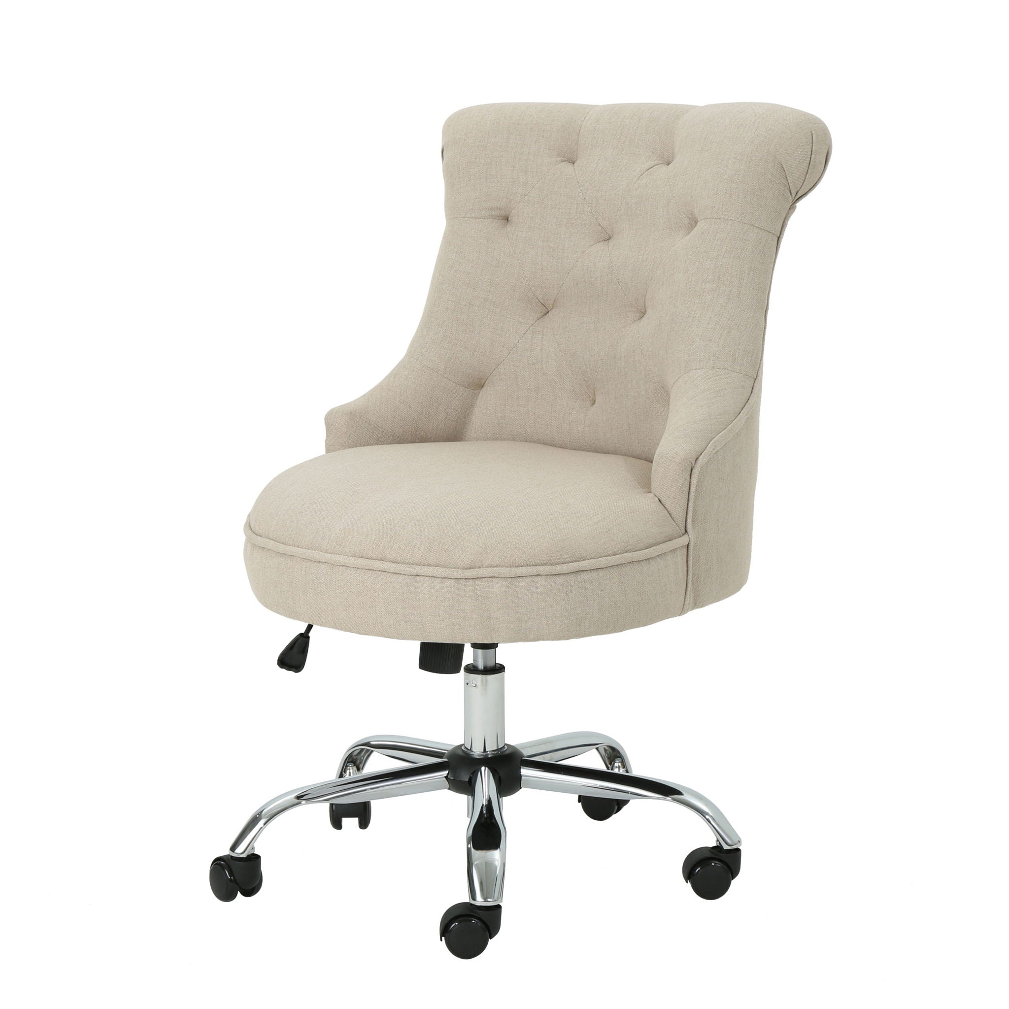 Fidelity - Upholstered Office Chair With Sloped Arms And Rolled Backrest - Wheat / Chrome - Best Buy Furniture
