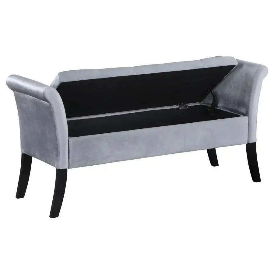 Farrah - Velvet Upholstered Rolled Arm Storage Bench - Best Buy Furniture