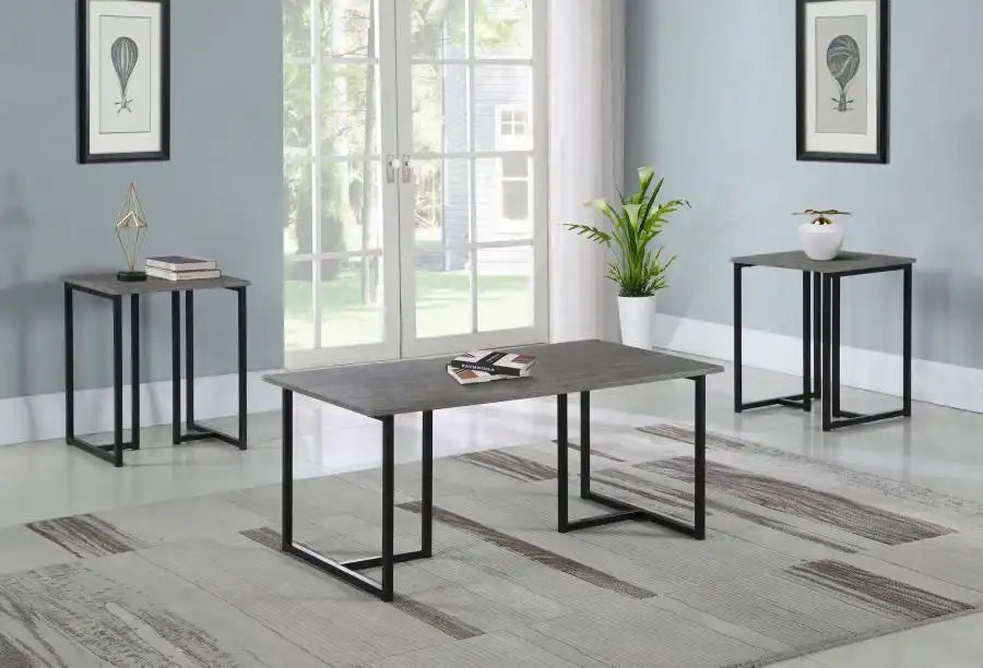 Nyla - 3 Piece Engineered Wood Coffee Table Set Weathered - Gray - Best Buy Furniture