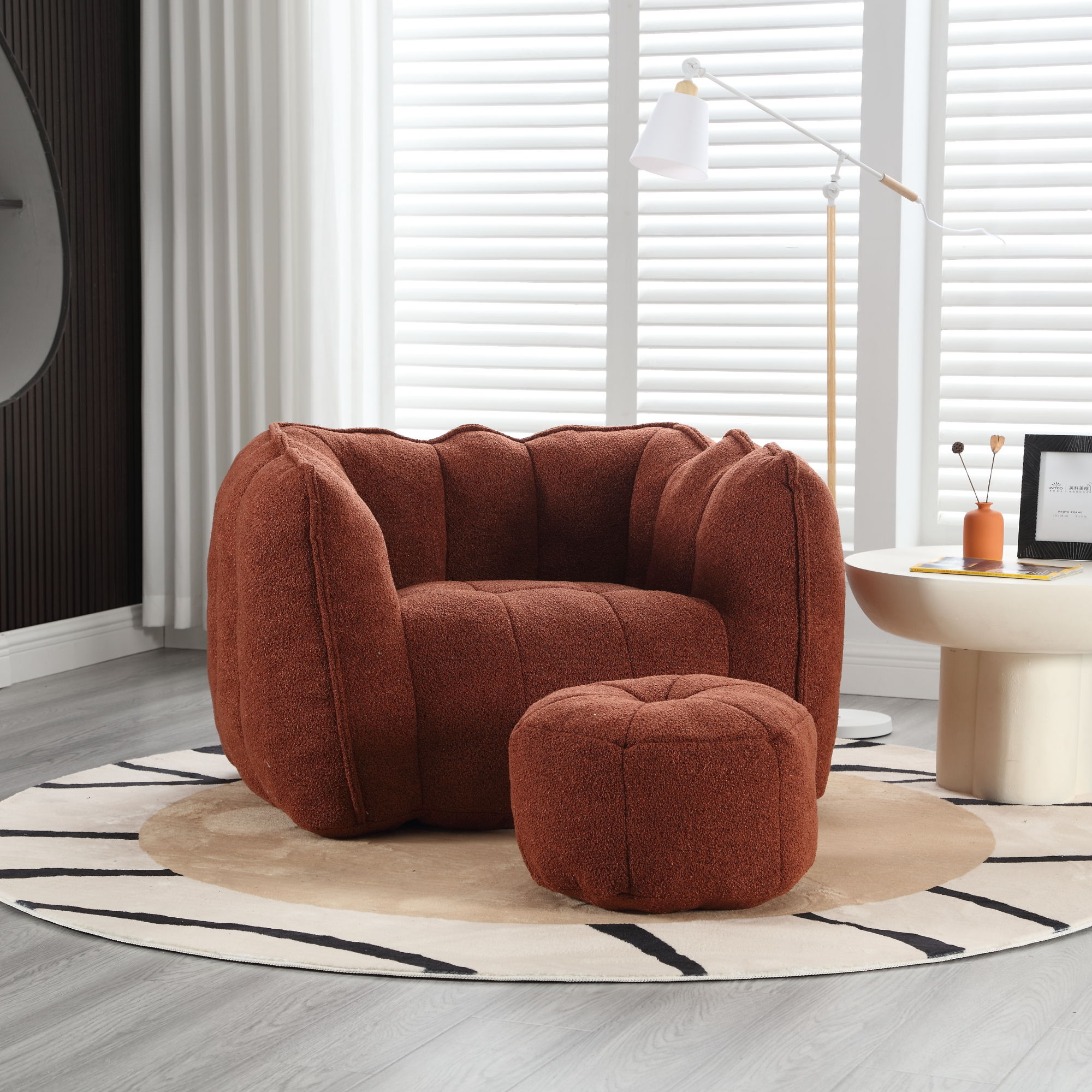 Soft Chenille Bean Bag Chair With High Resilient Foam