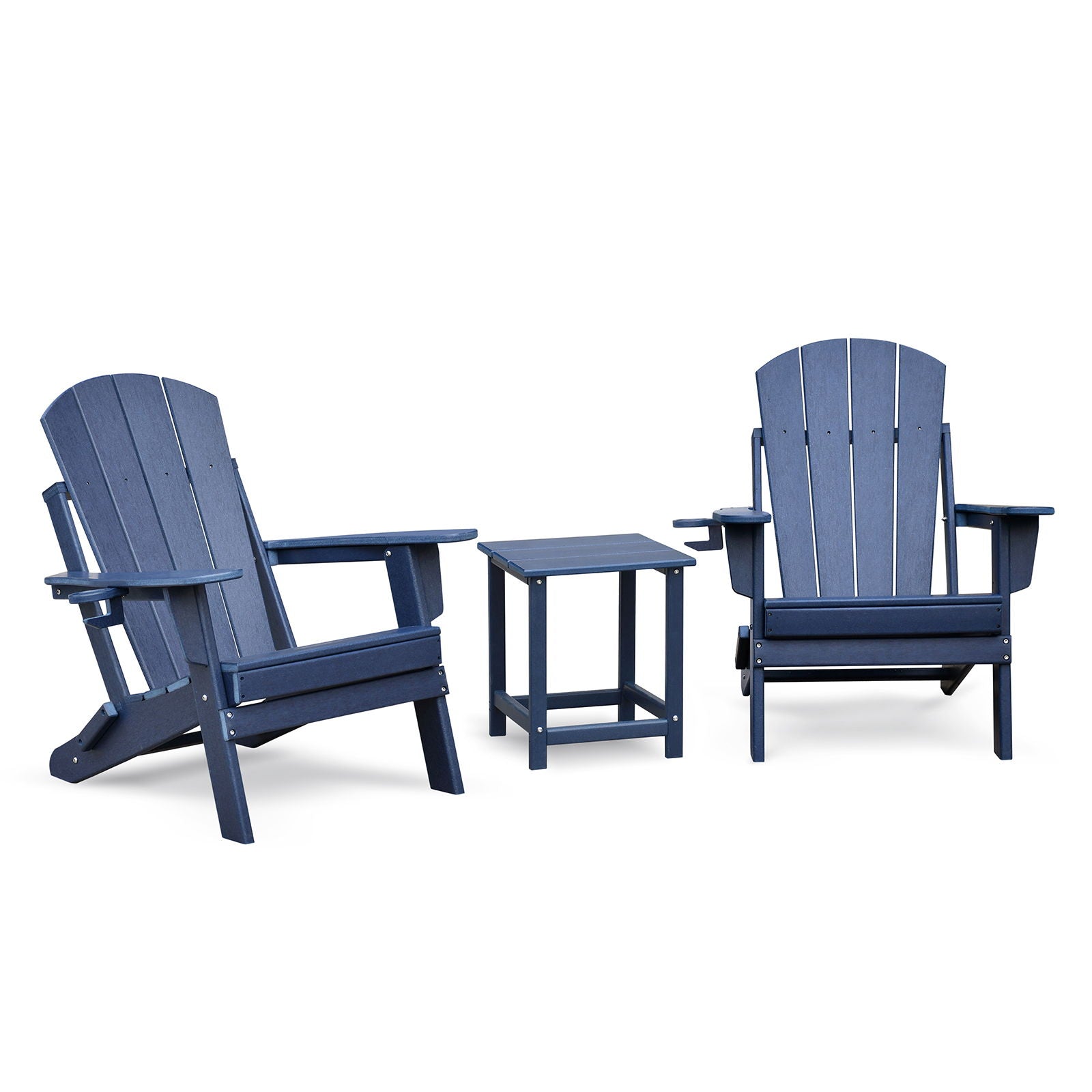 Folding Outdoor Adirondack Chair (Set of 2) And Table Set, Hdpe All-Weather Folding Fire Pit Chair, Ergonomic Design Patio Lawn Chair For Outside Deck Garden Backyardf Balcony - Navy Blue - Best Buy Furniture