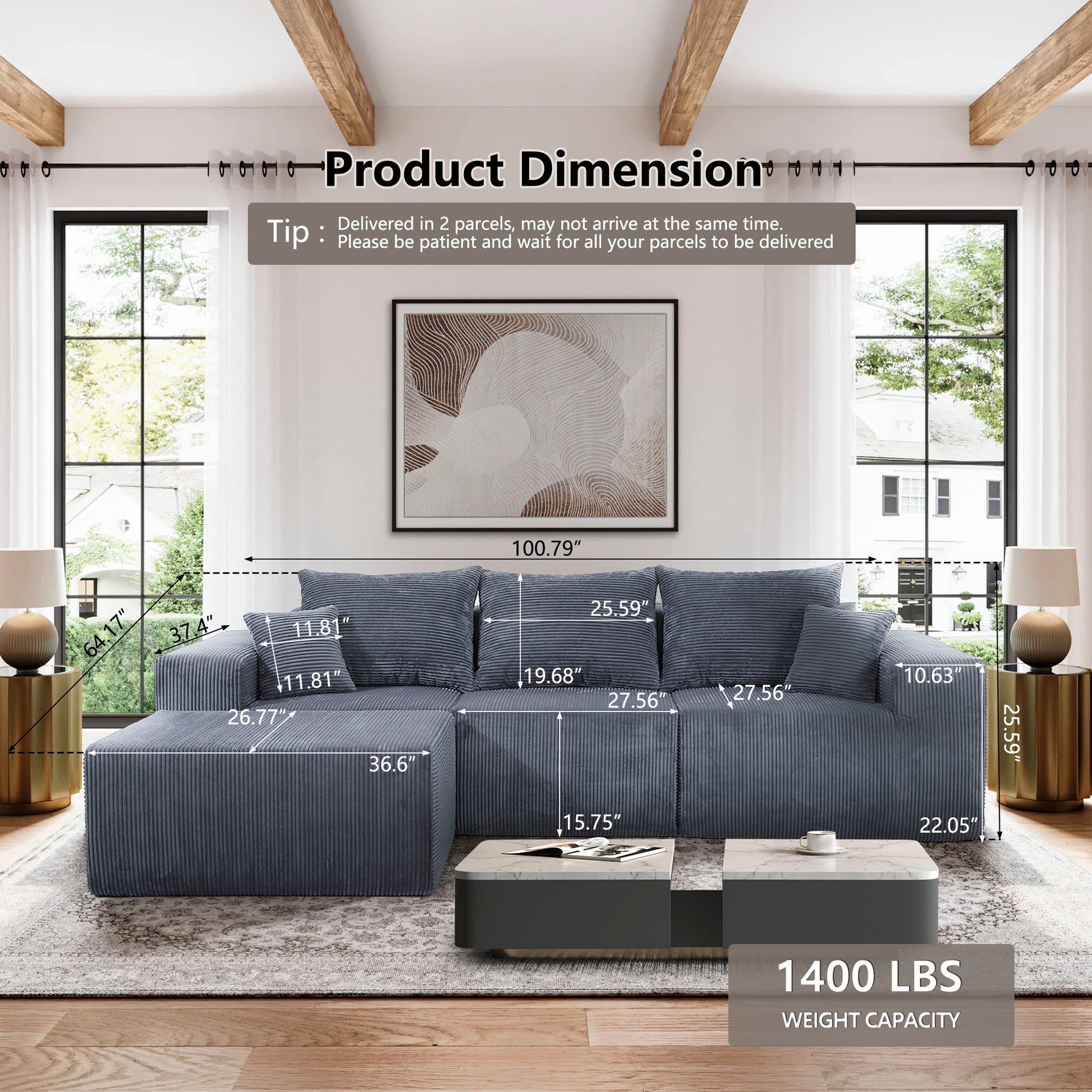 Modular Sectional Sofa, Convertible Couch With Chaise Corduroy - Best Buy Furniture